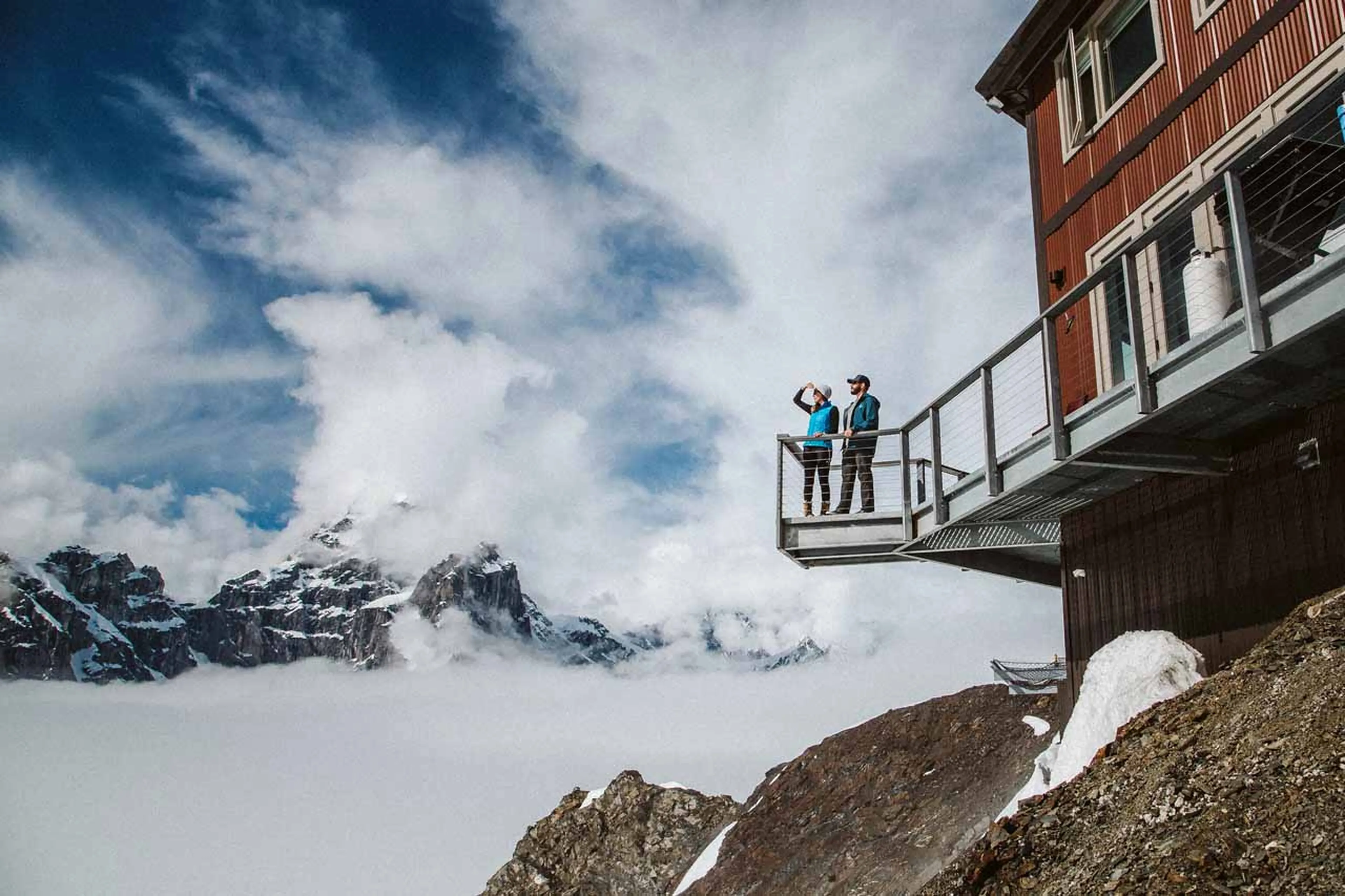 Balcony viewing at Sheldon Chalet in Alaska