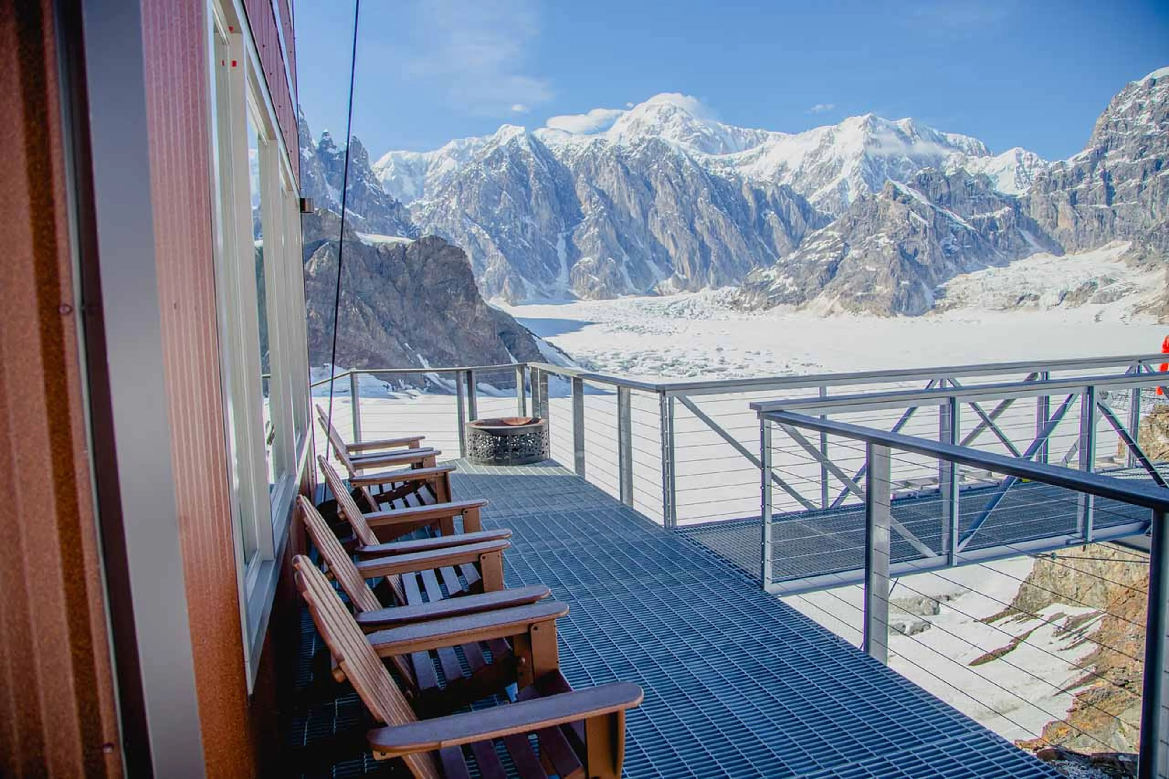 Terrace seating at Sheldon Chalet in Alaska