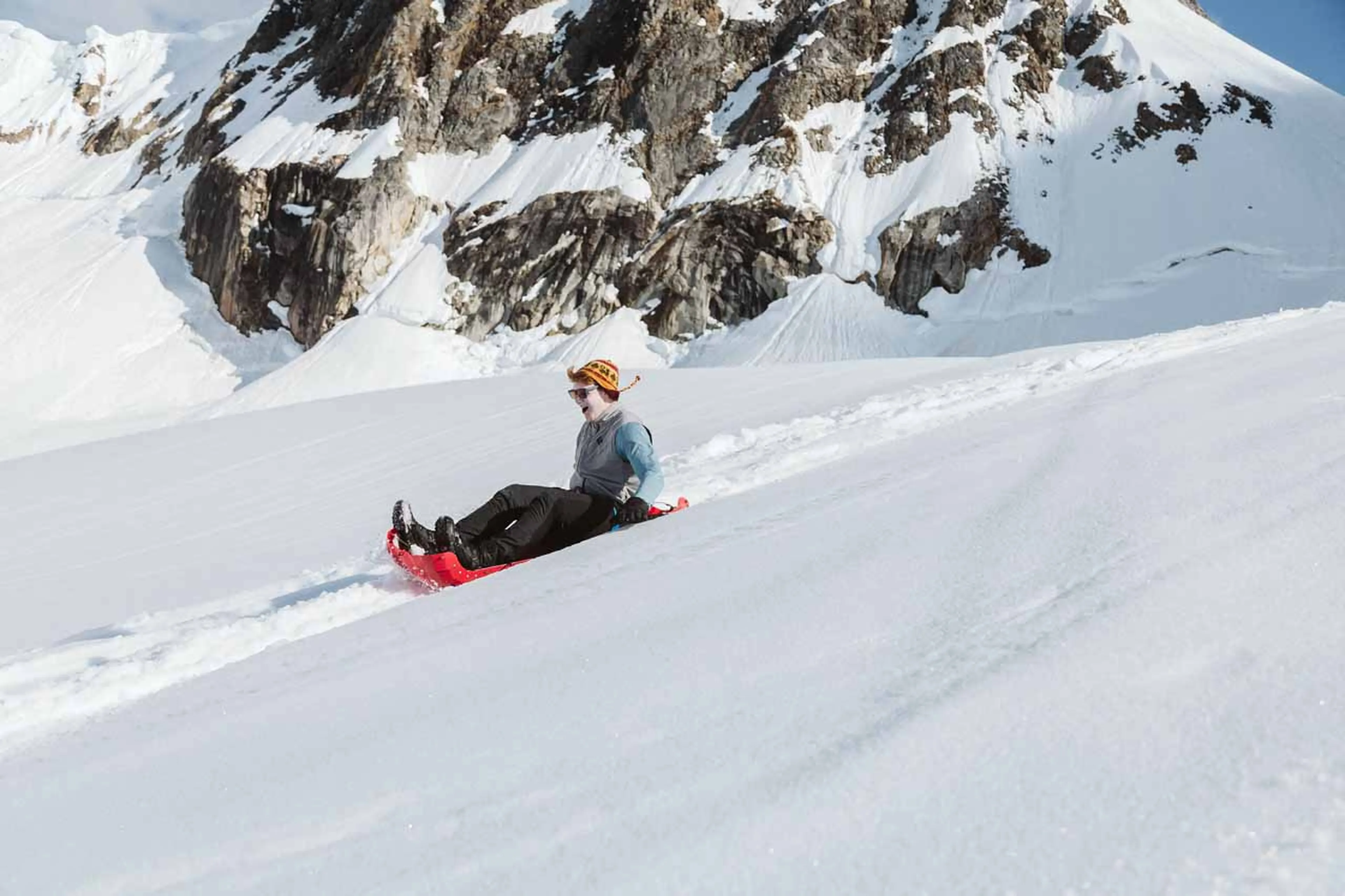 Sledging at Sheldon Chalet in Alaska