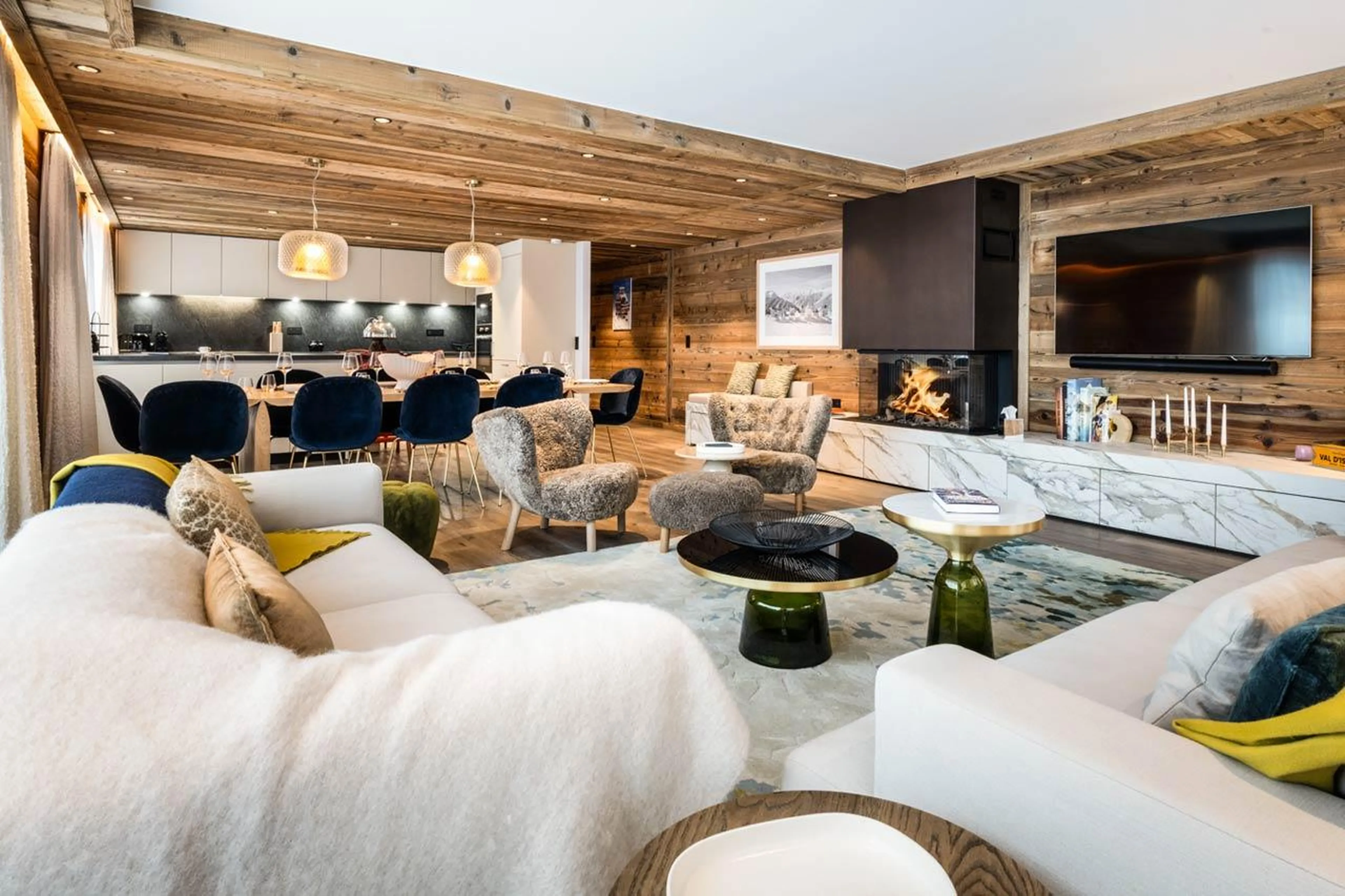 TV in living area at Silverstone Lodge 1 in Val d'Isere