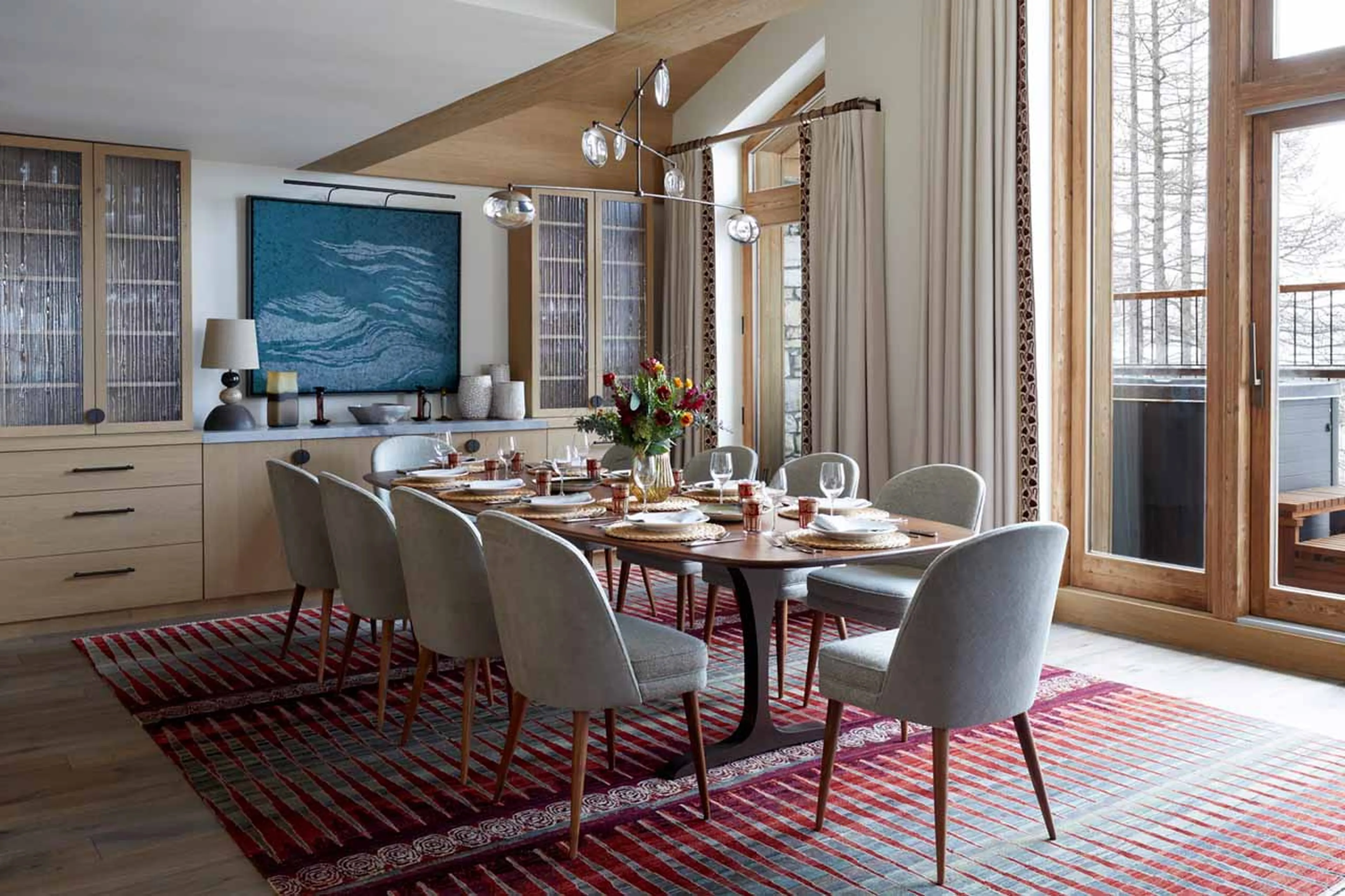 Dining table accommodating 12 guests at Silverstone Lodge Penthouse 4 in Val d'Isere