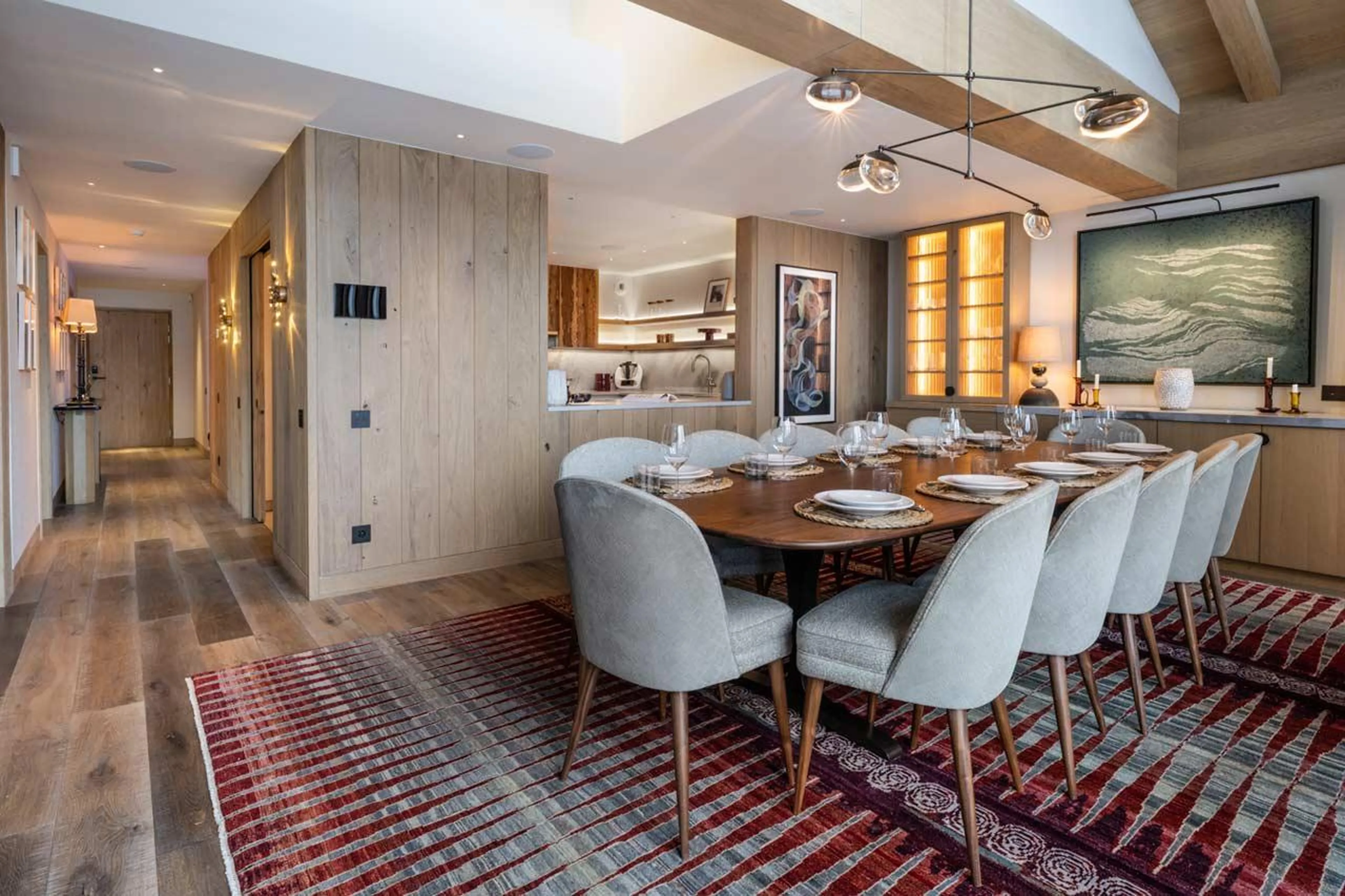 Dining area and hallway Silverstone Lodge Penthouse 4 in Val d'Isere