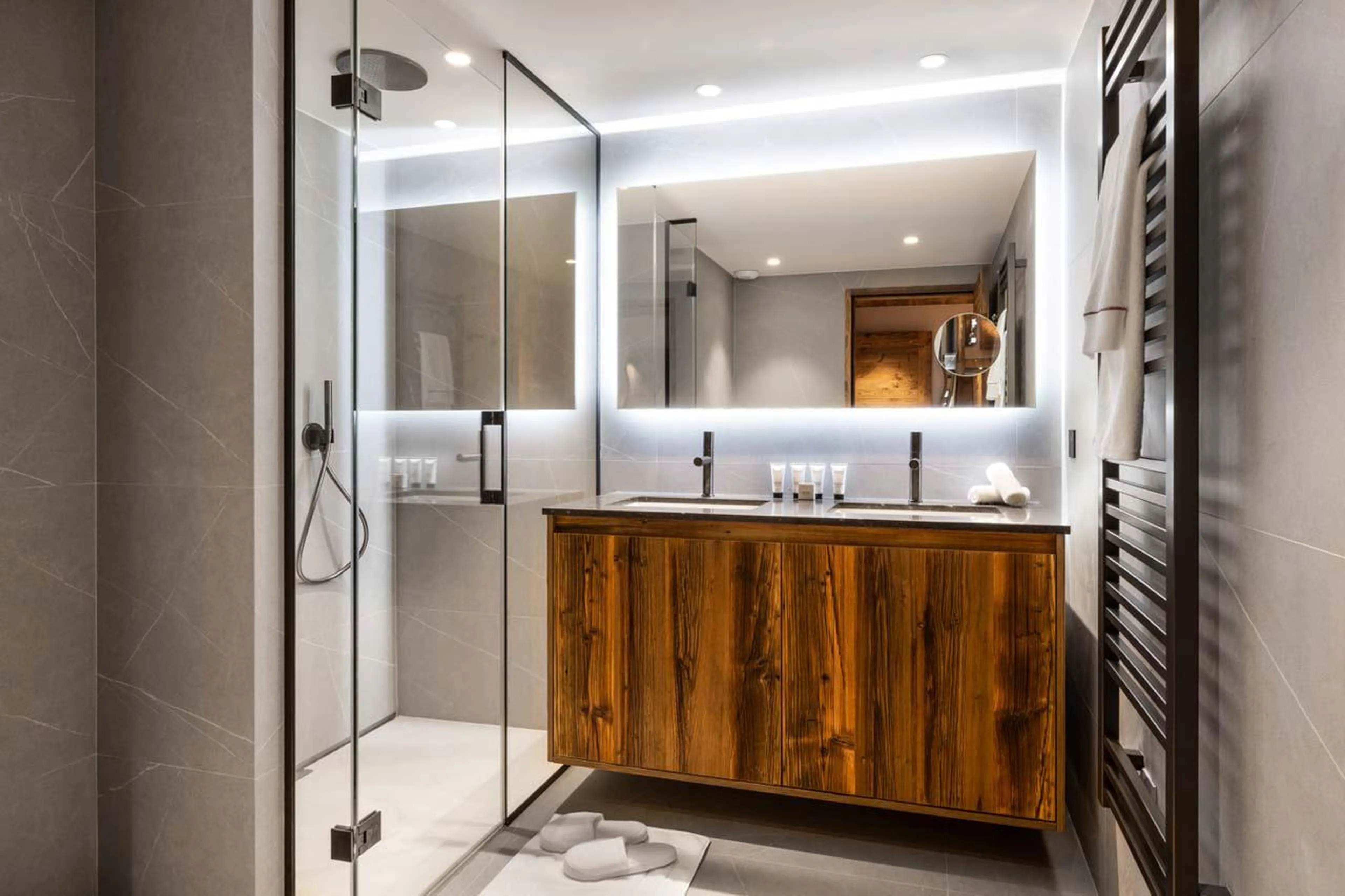 En-suite shower room at Silverstone Lodge 1 in Val d'Isere