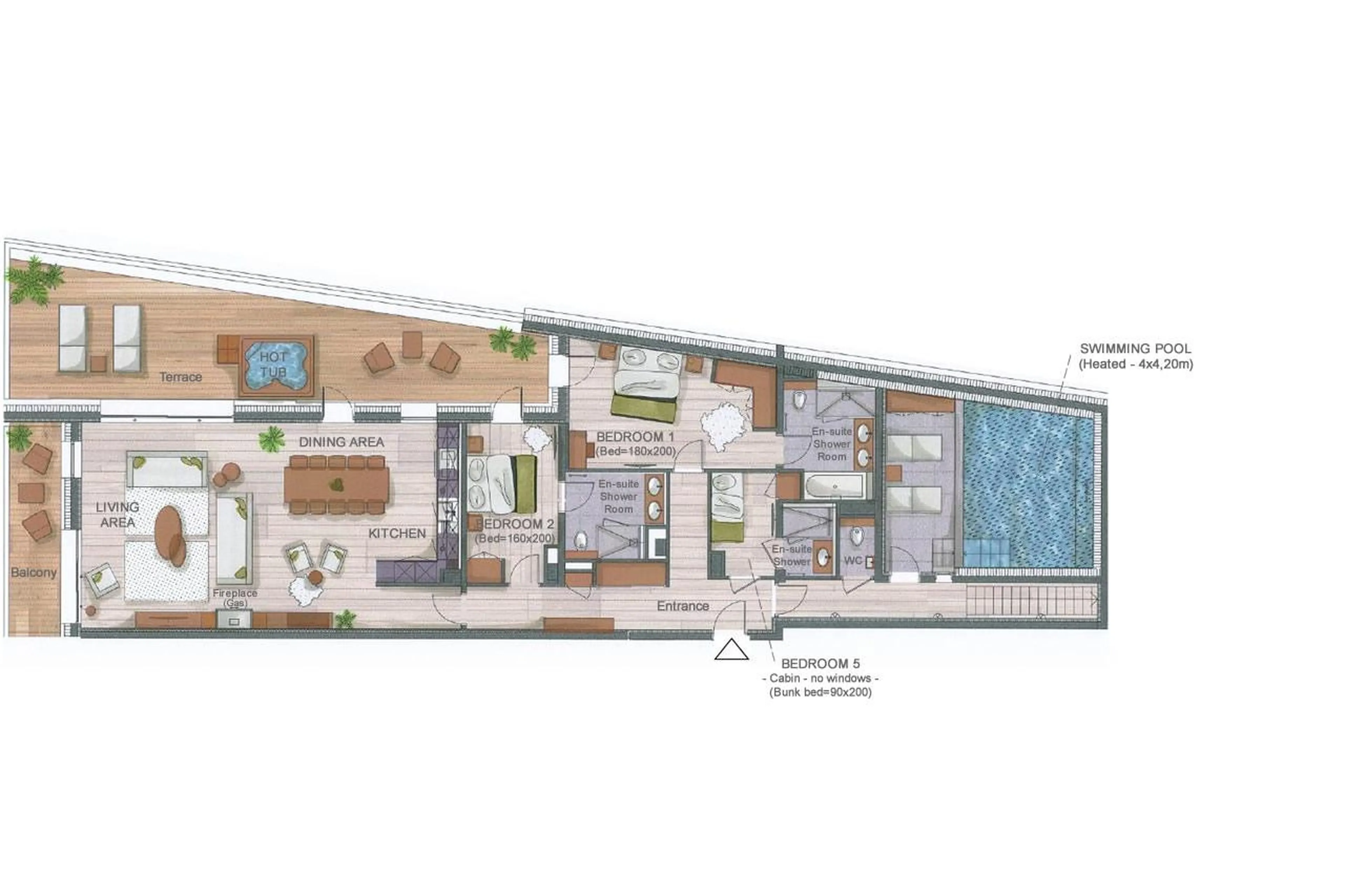 Level 1 floor plan of Silverstone Lodge Duplex 1 in Val d'Isere