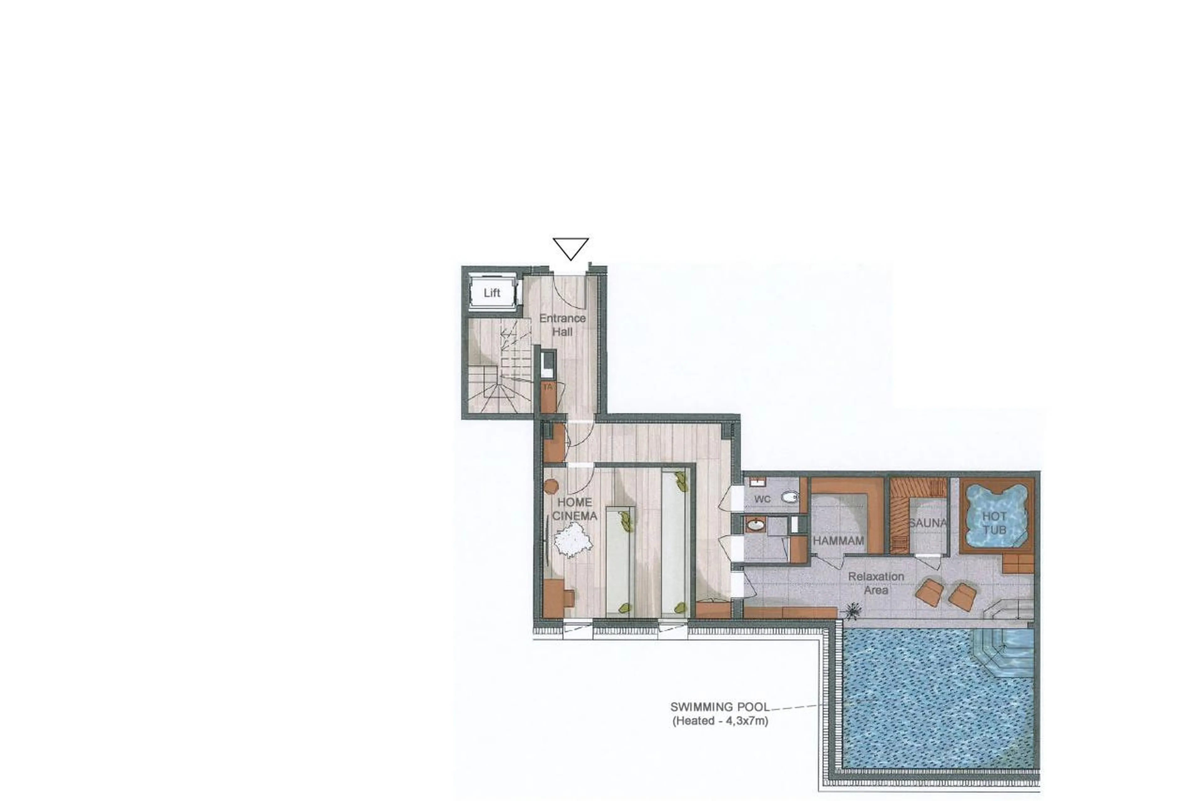 Level 2 floor plan of Silverstone Lodge Penthouse 5 in Val d'Isere