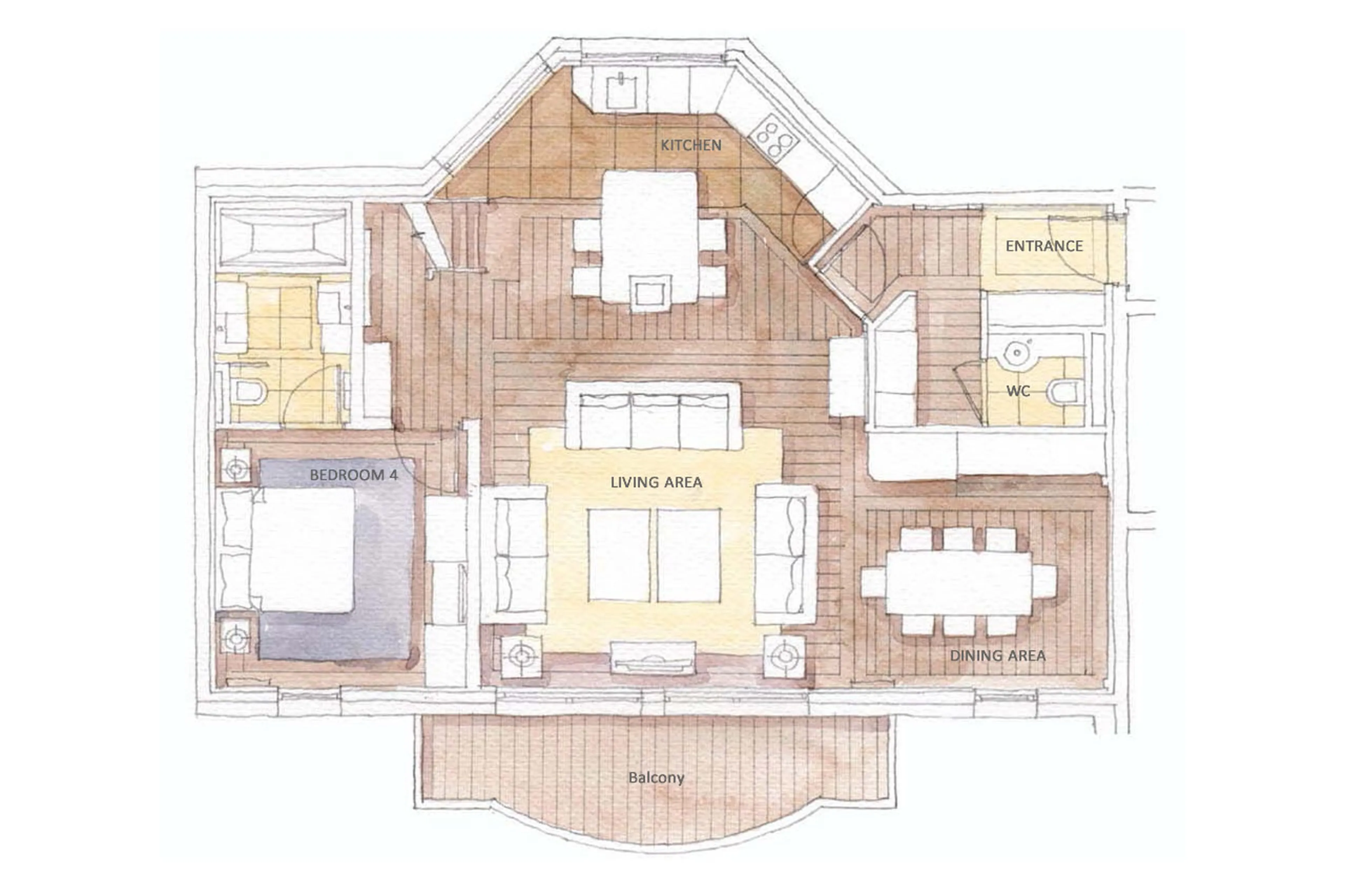 Lower level of Apartment Six Senses 4 at Courchevel 1850