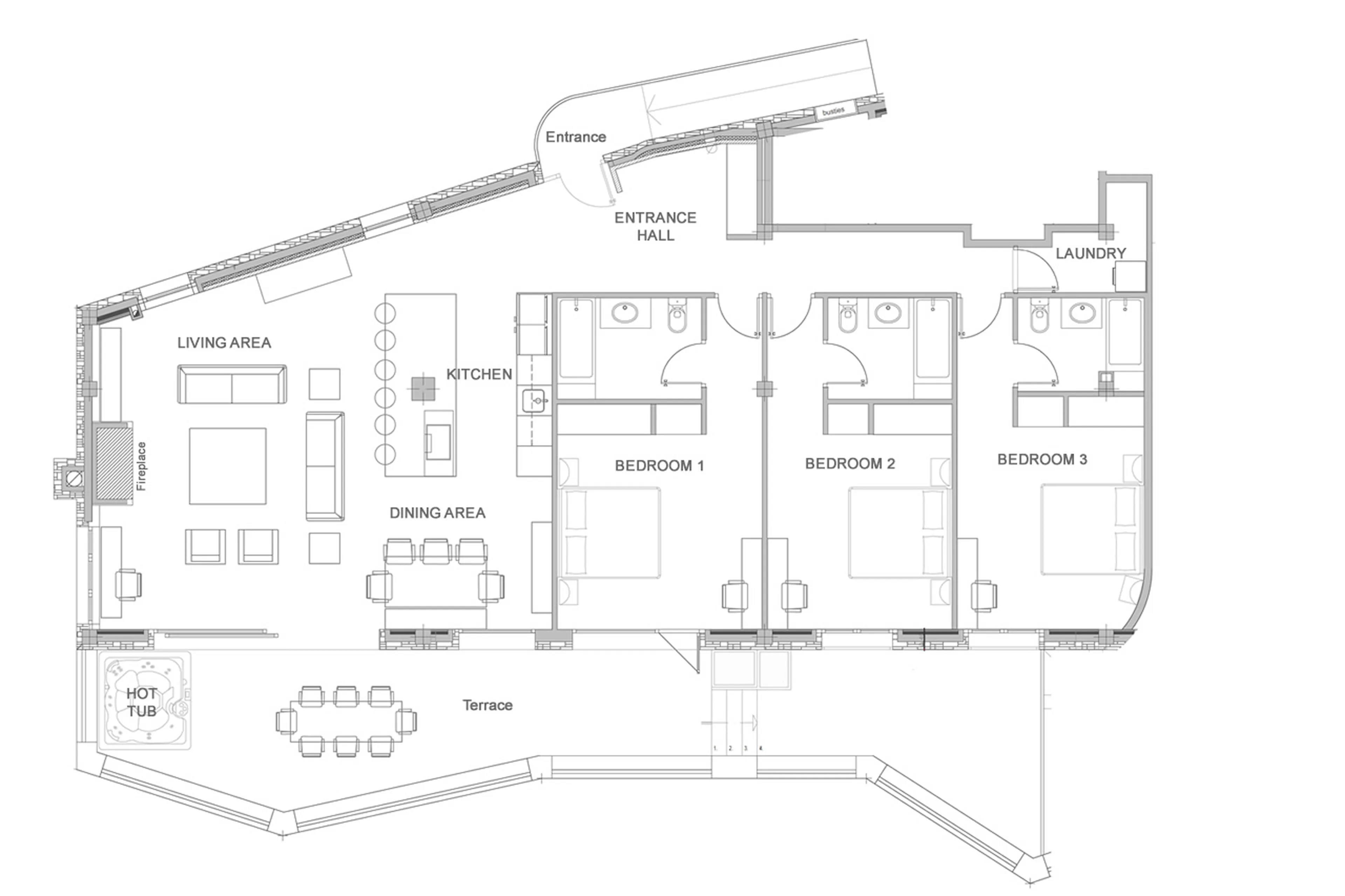 Floor plan fo Alpine Residence in Ski Chalet Andorra in Soldeu