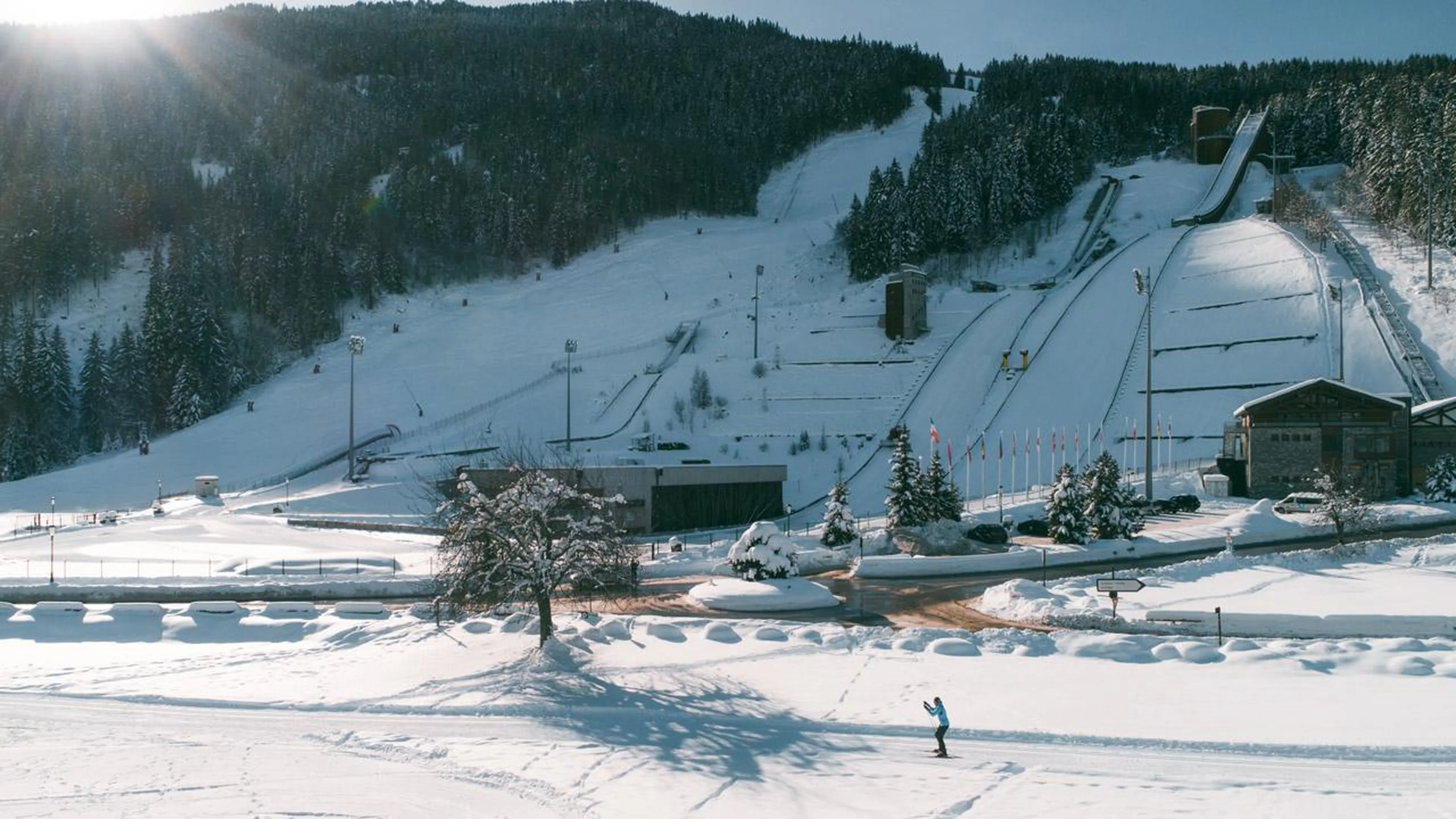 Ski jump and cross country tracks in Courchevel Le Praz