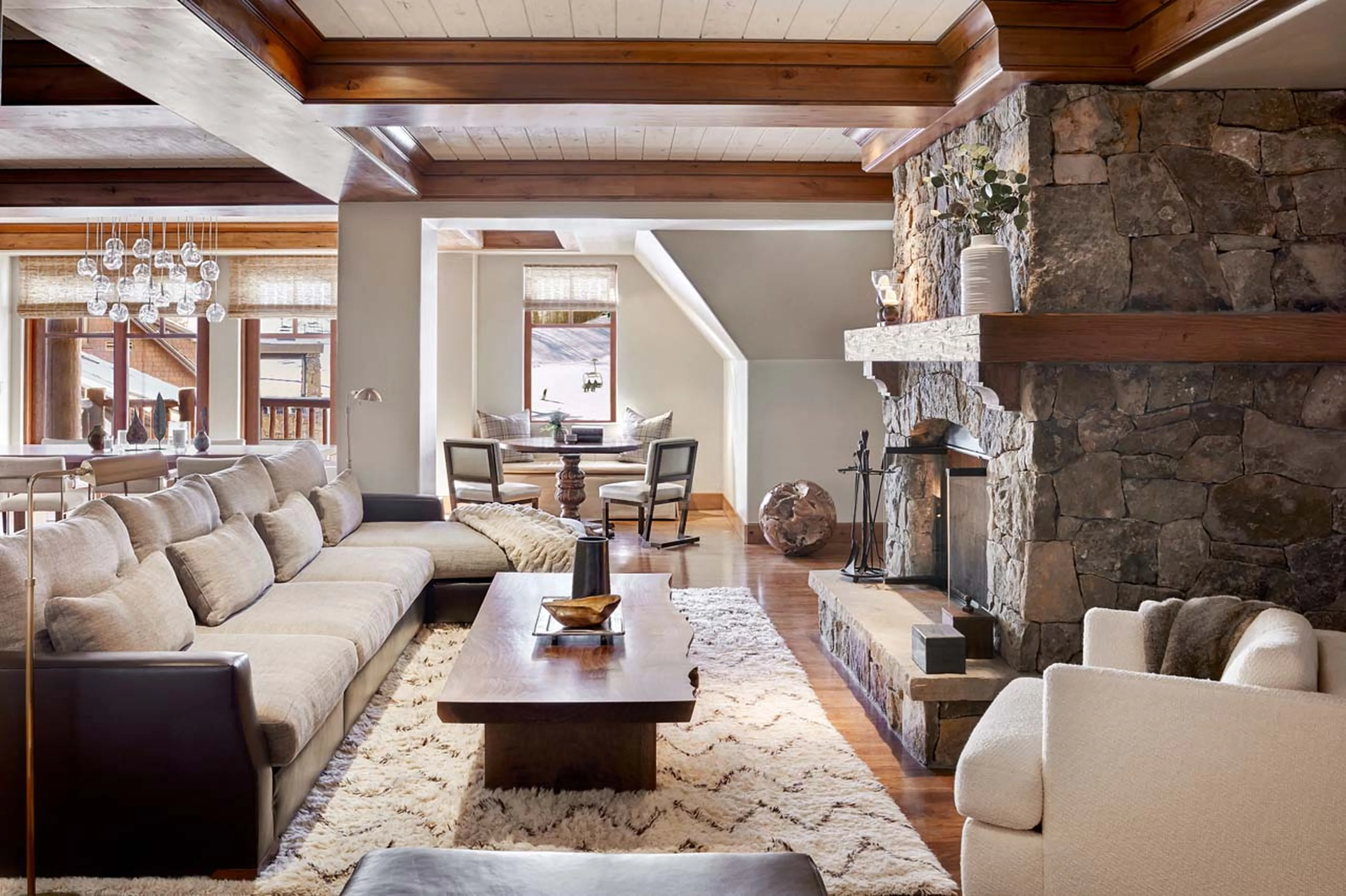 Plush seating in living room of Snowflake Penthouse in Beaver Creek