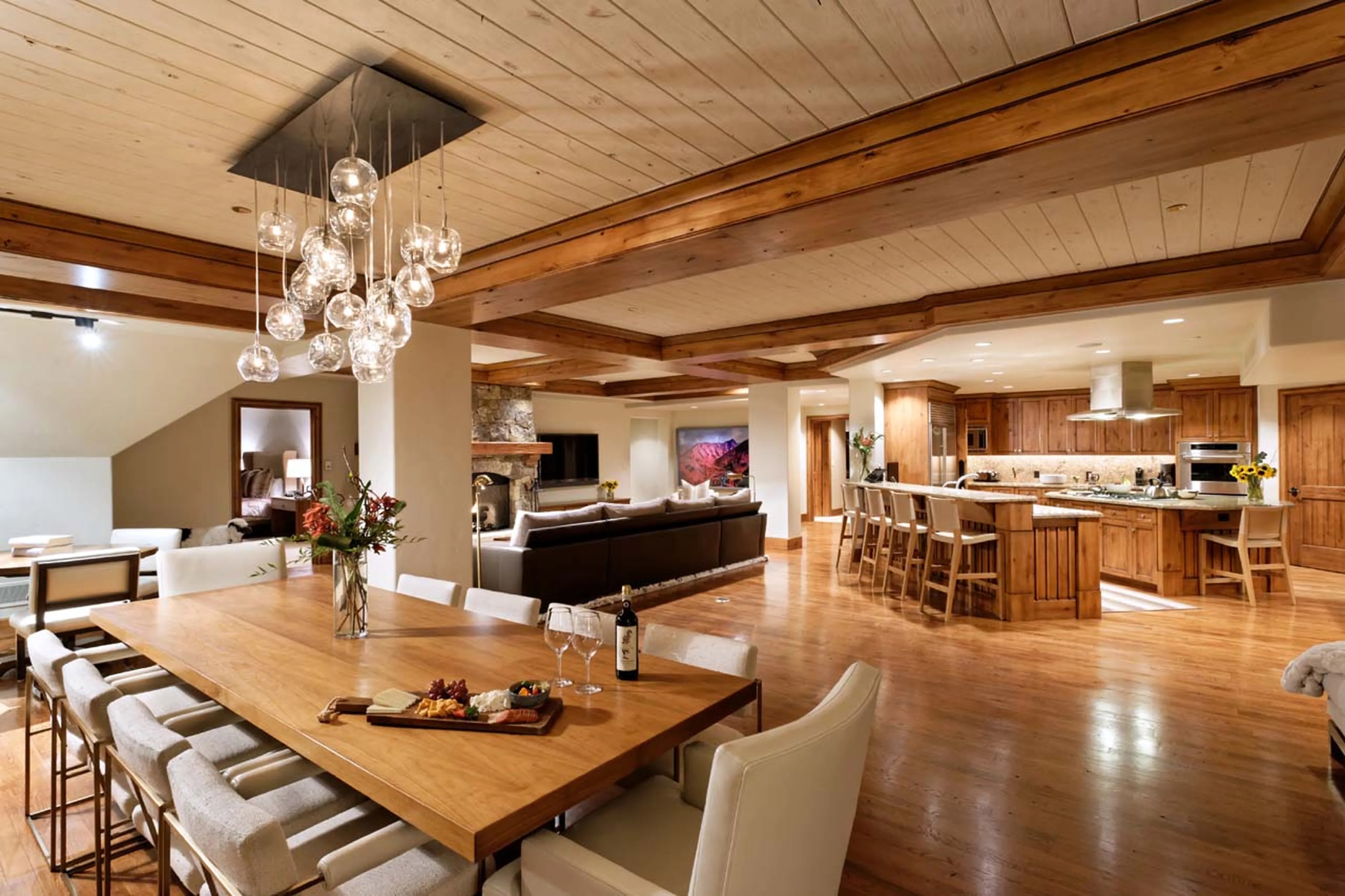 Dining area and kitchen at Snowflake Penthouse in Beaver Creek