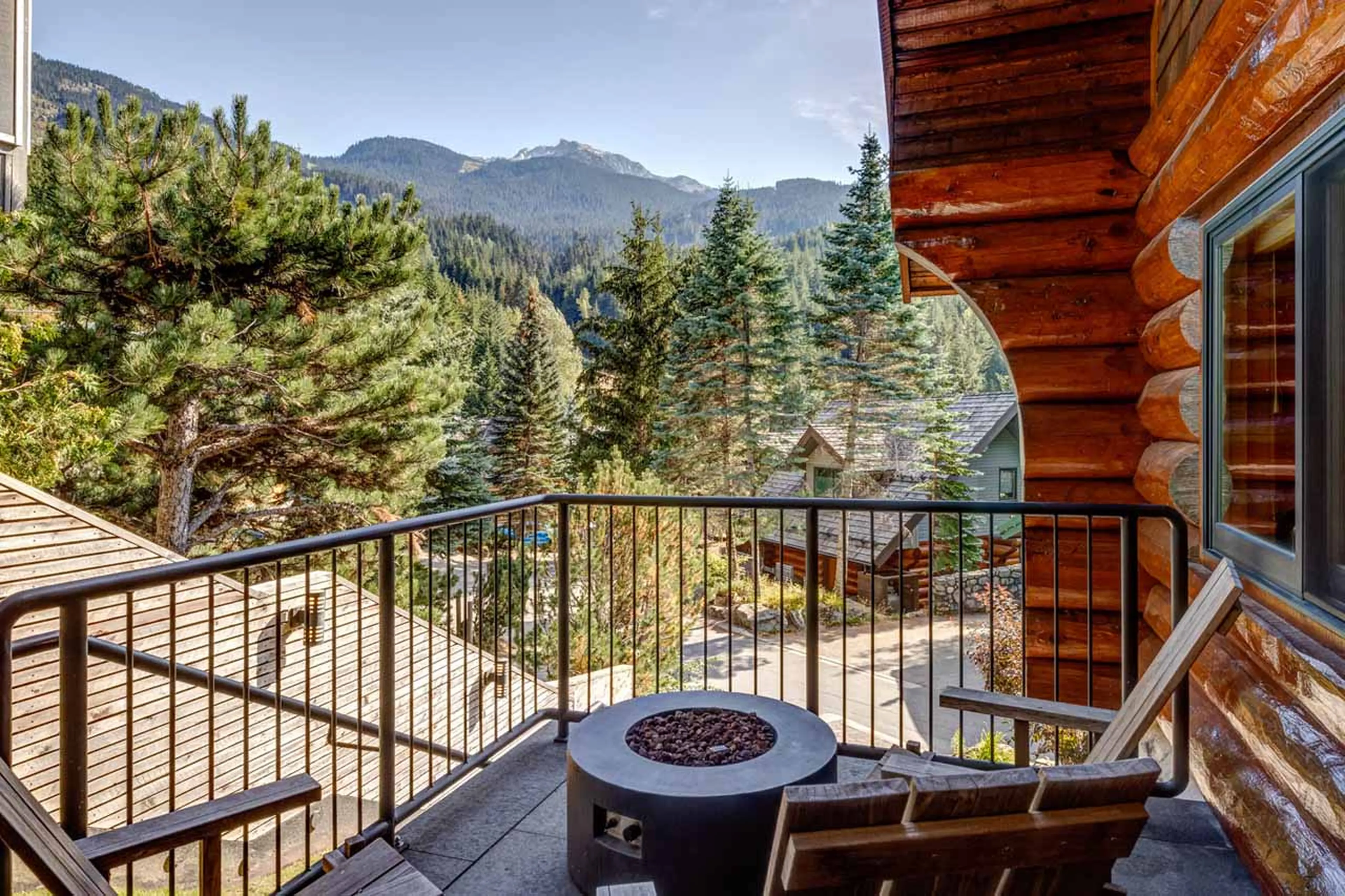 Balcony fire pit at Snowridge Chalet 7 in Whistler