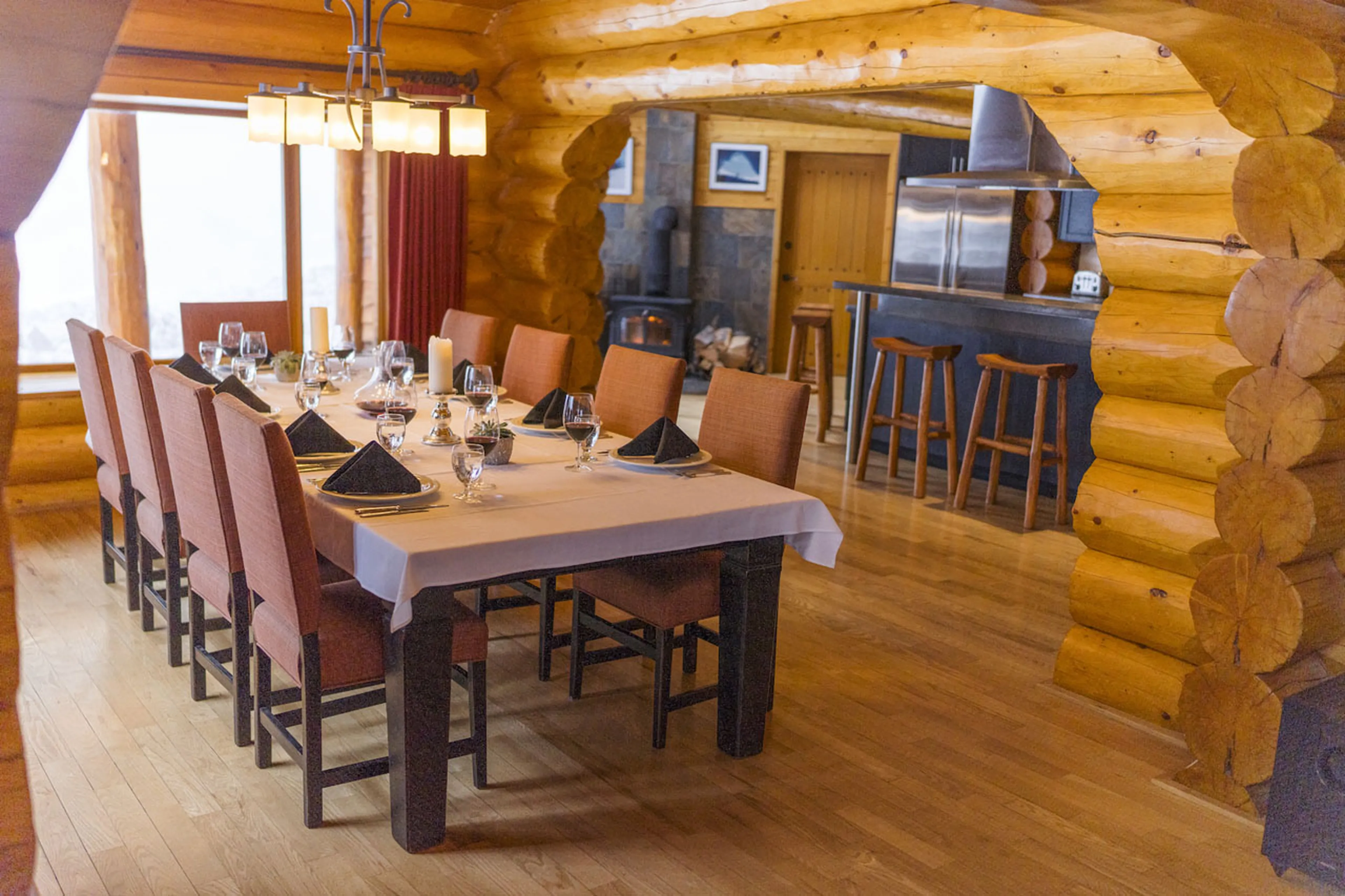 Dining room at Spirit Bear Lodge in South Chilcotin, British Columbia