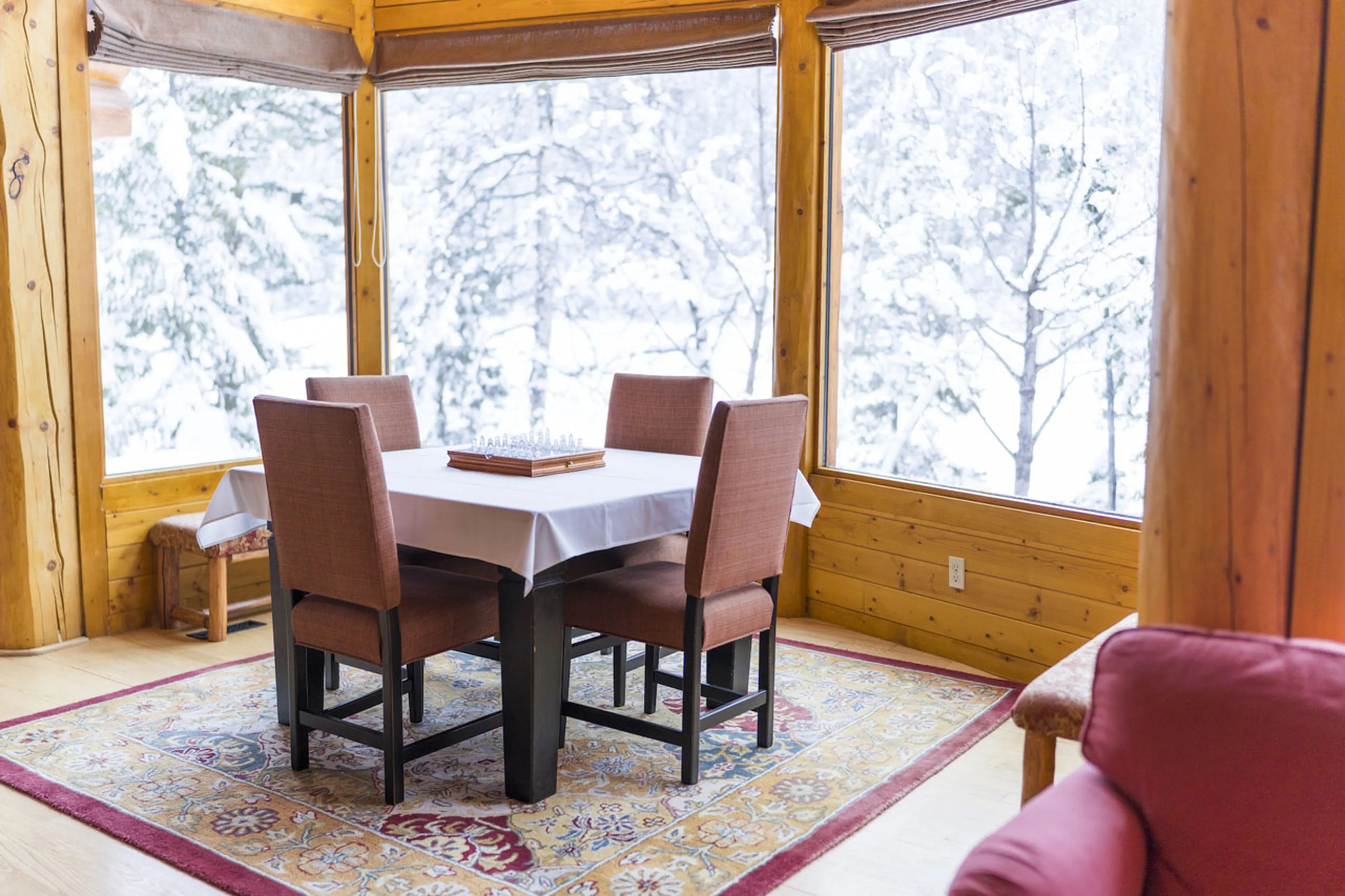 Games table at Spirit Bear Lodge in South Chilcotin, British Columbia