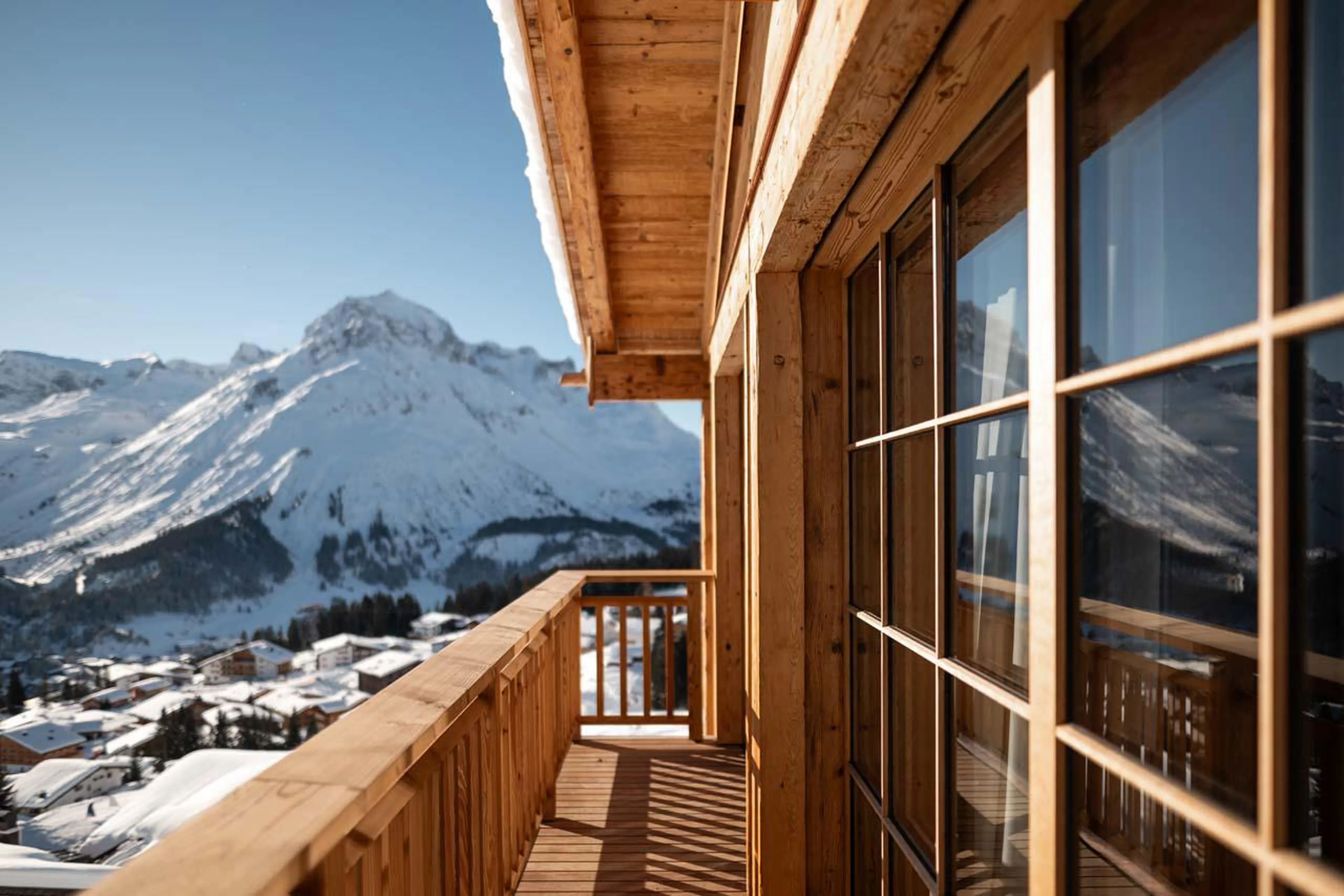 Stunning mountain views from the balcony at The Barn in Lech