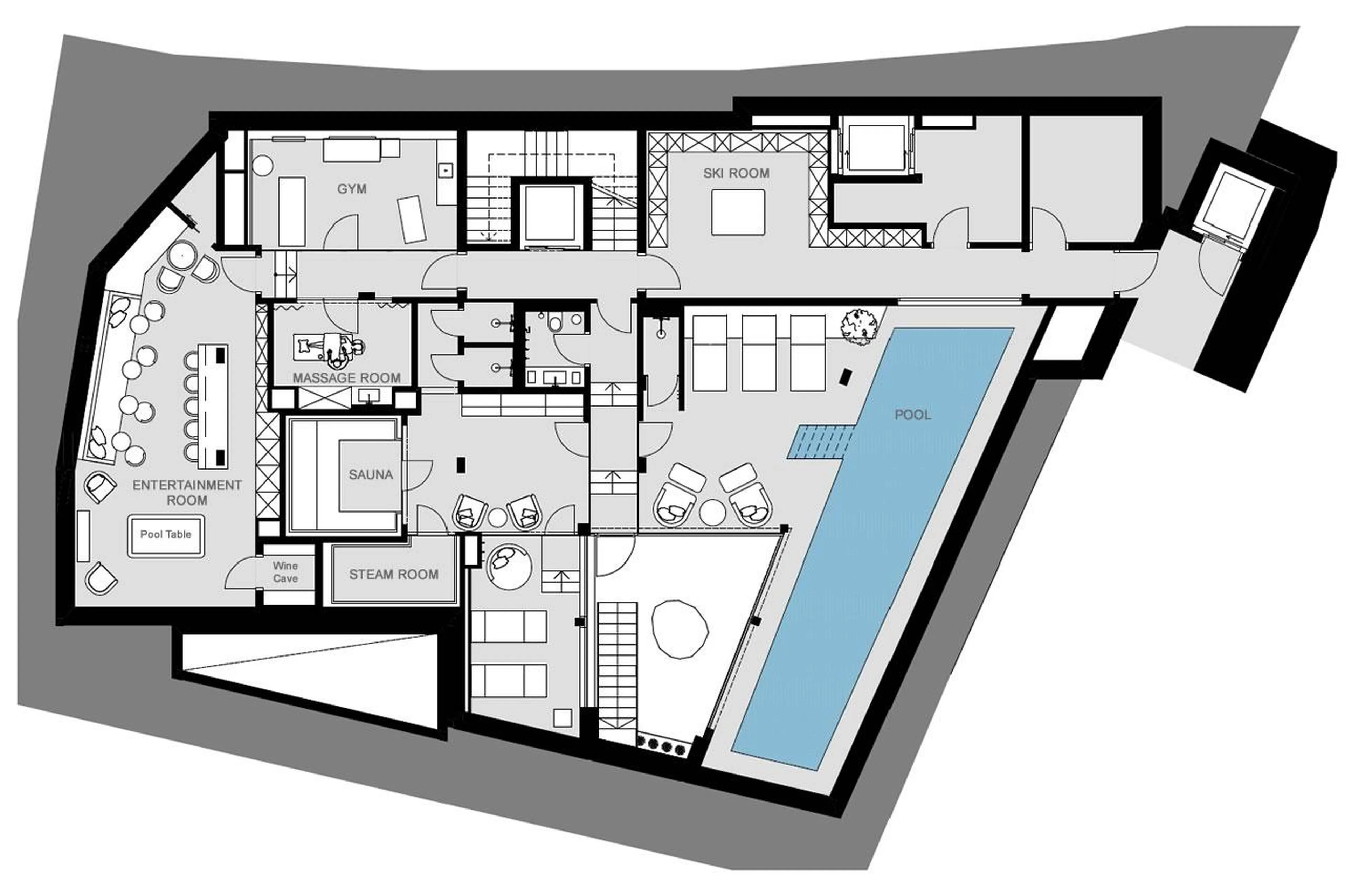 Level -1 floor plan of The Barn in Lech