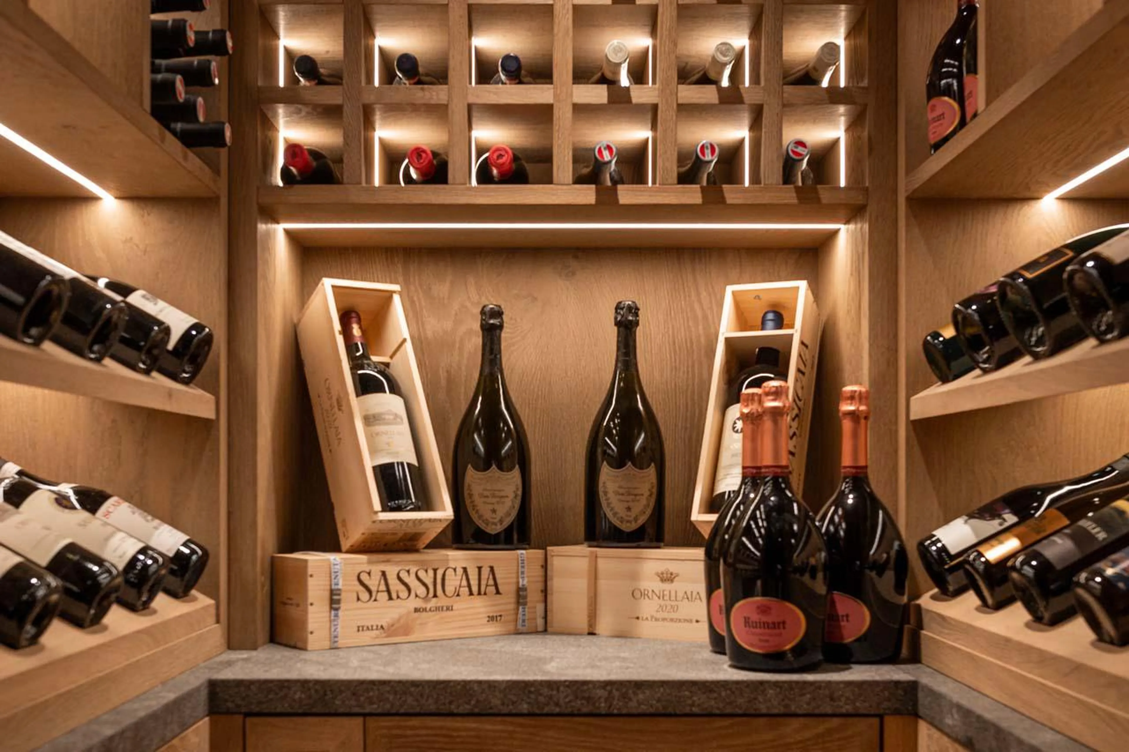 Wine cellar with an international selection (á la carte wine list) at The Barn in Lech