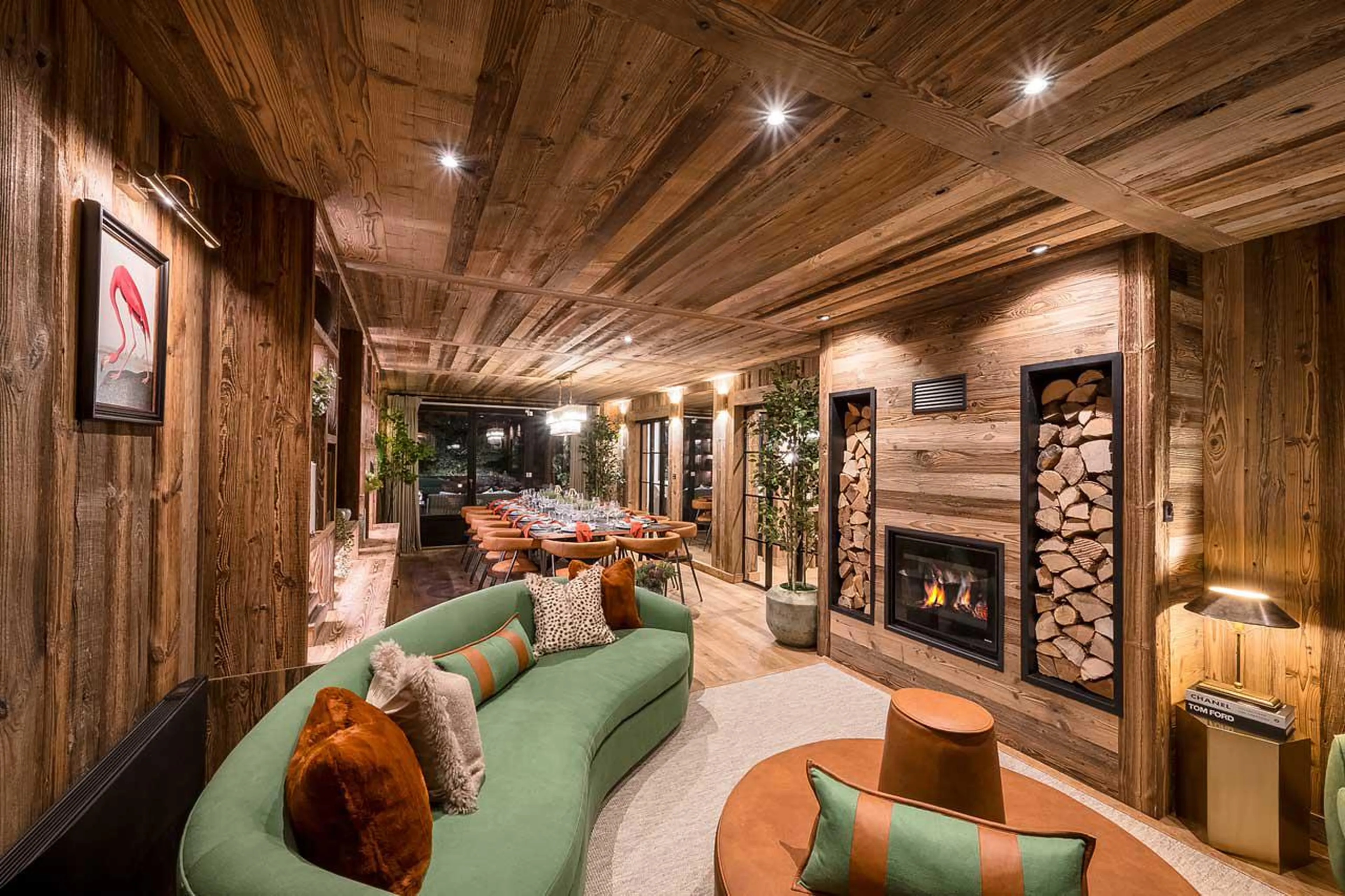 Open-plan living area at The Bungo in Morzine