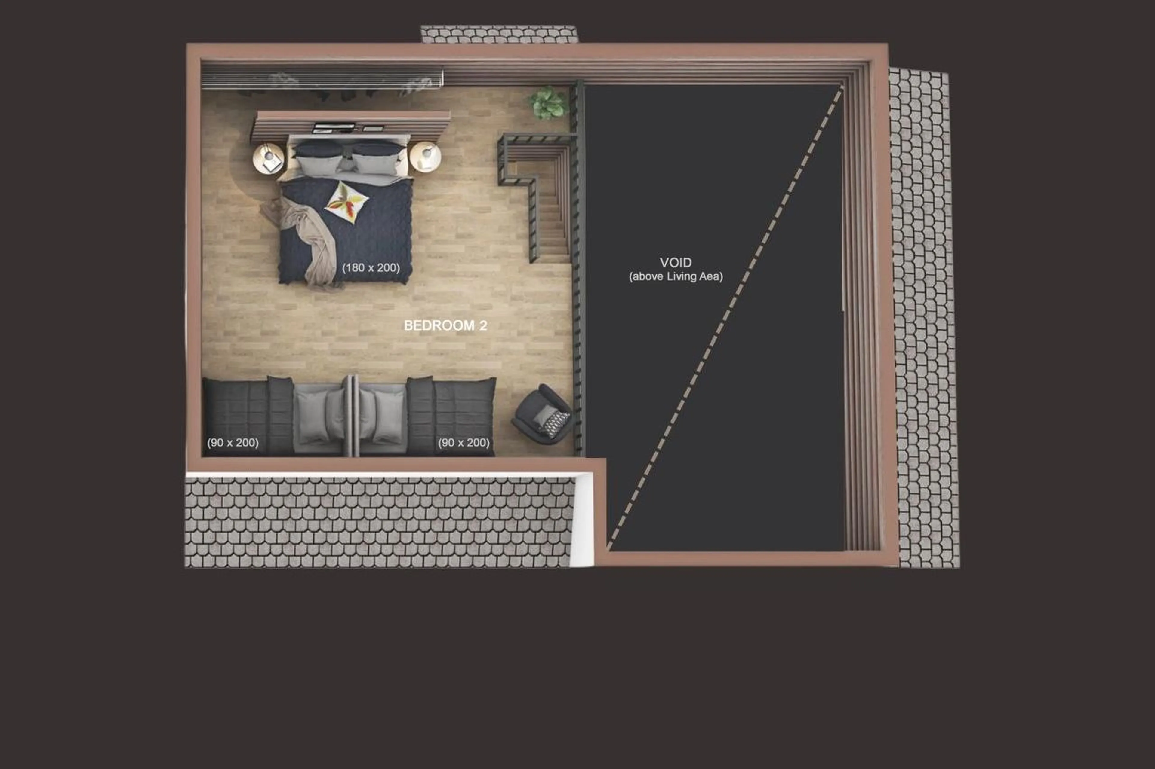 Top level floor plan of The Fell Lodge in Finland