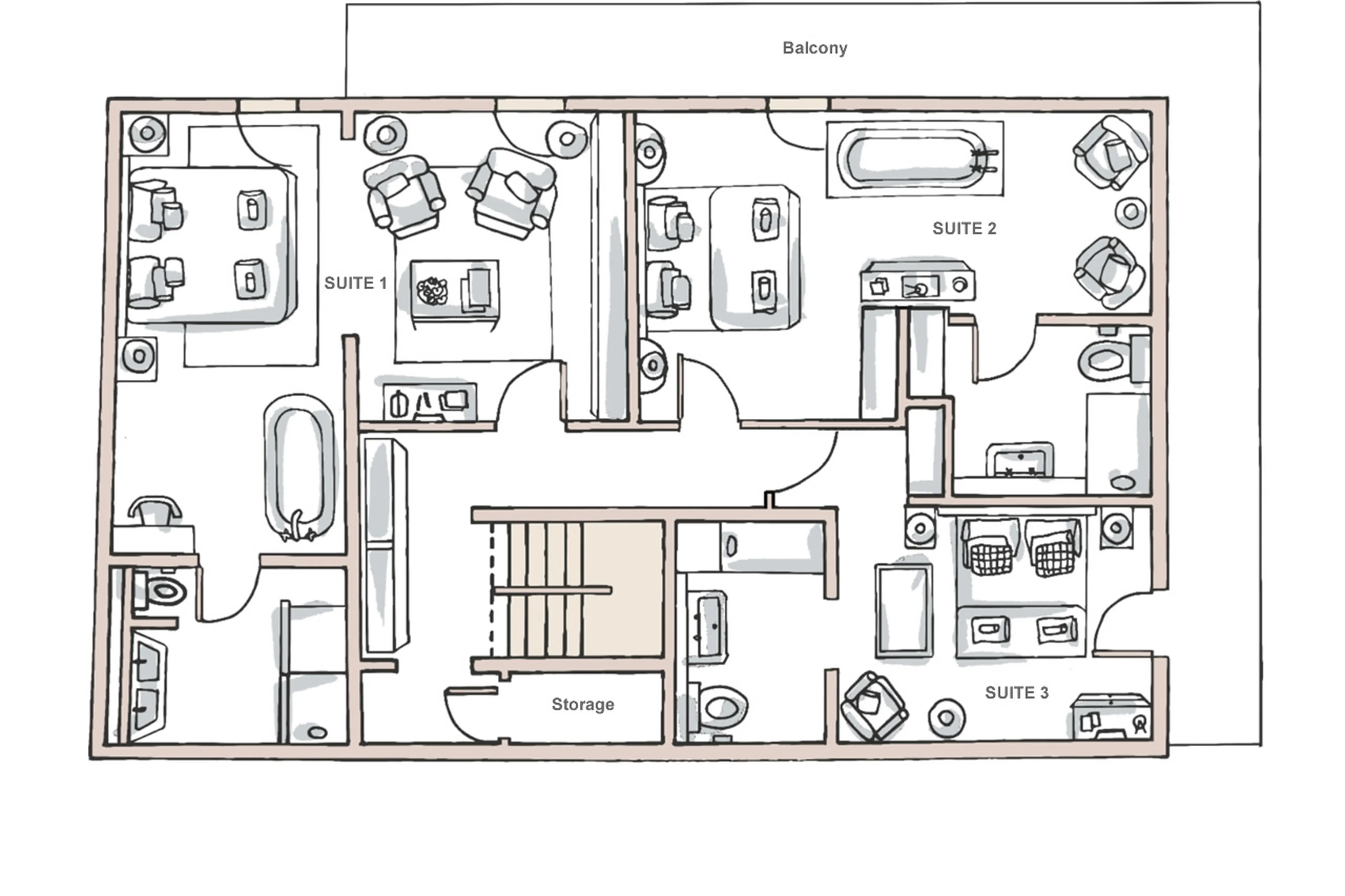 Level 2 floor plan of The Lightbowne in Meribel
