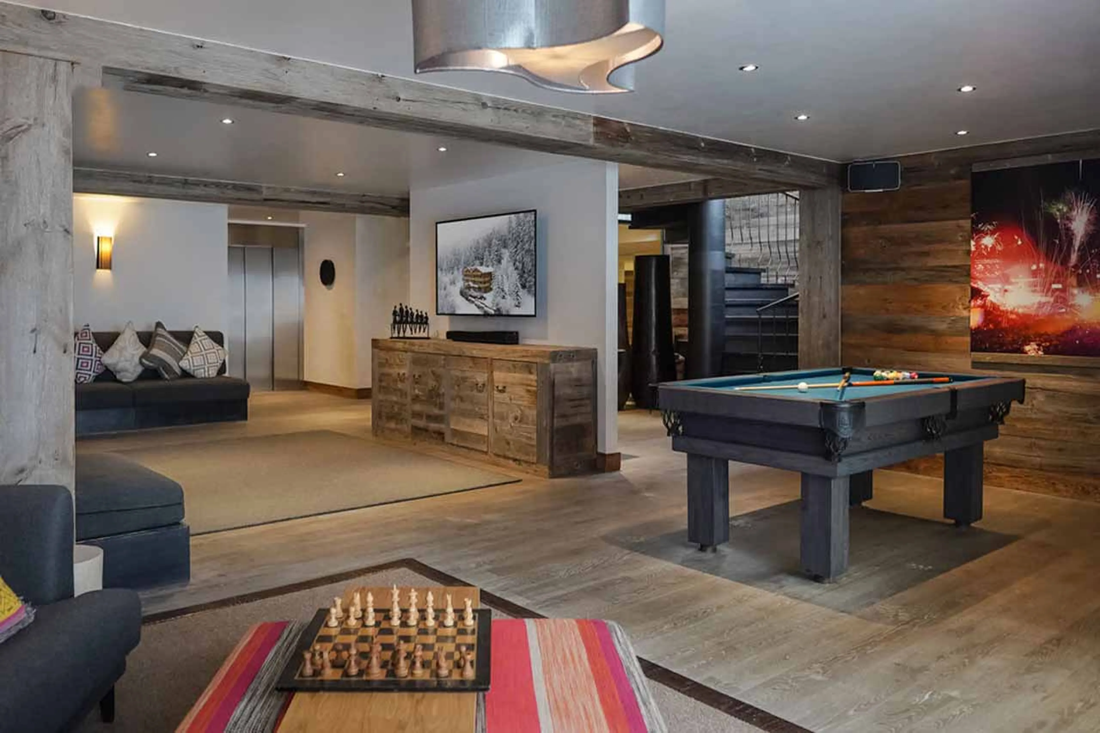 Entertainment room of he Lodge in Verbier