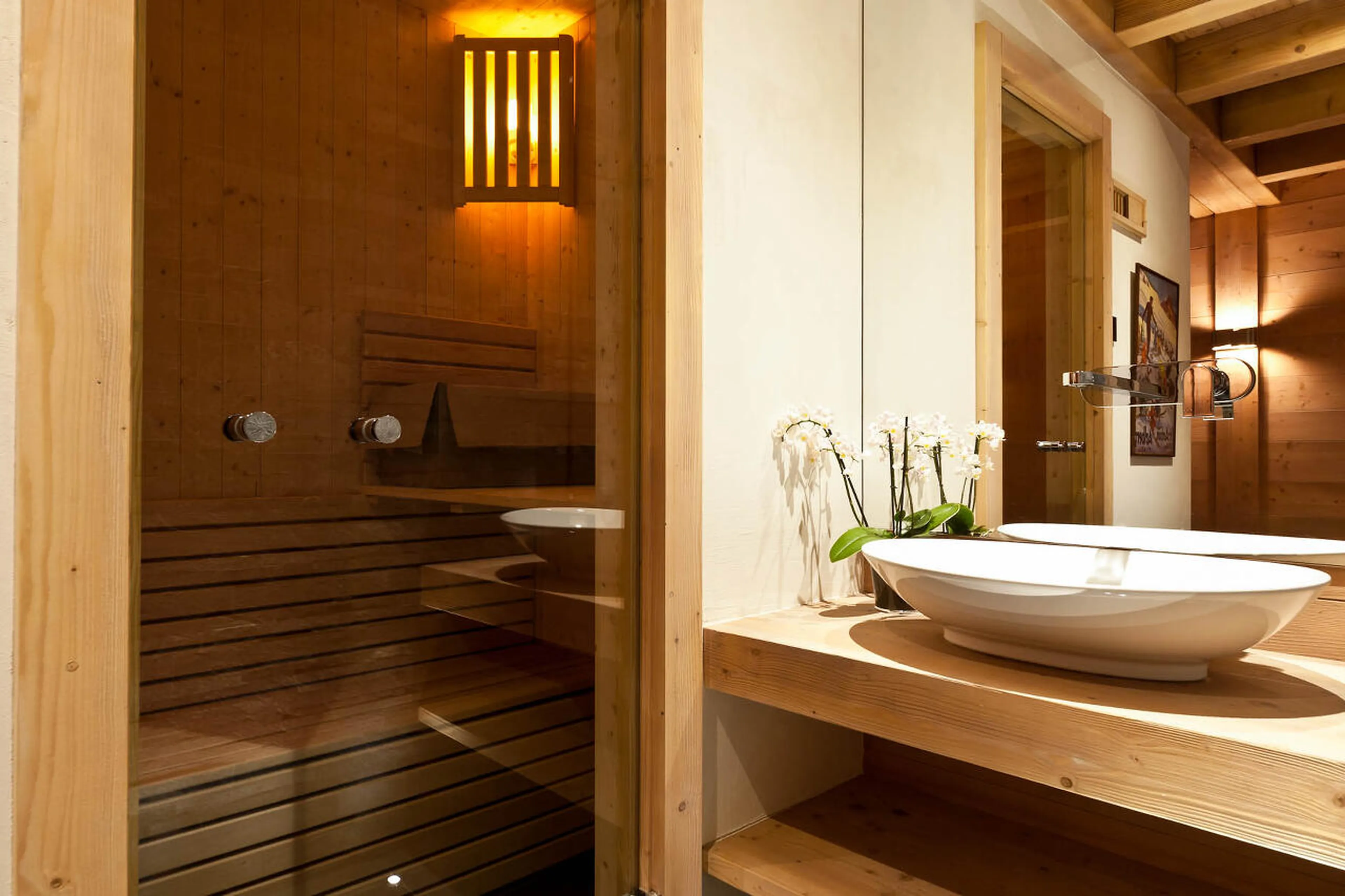 Sauna in wellness area of The Penthouse, Les Gets