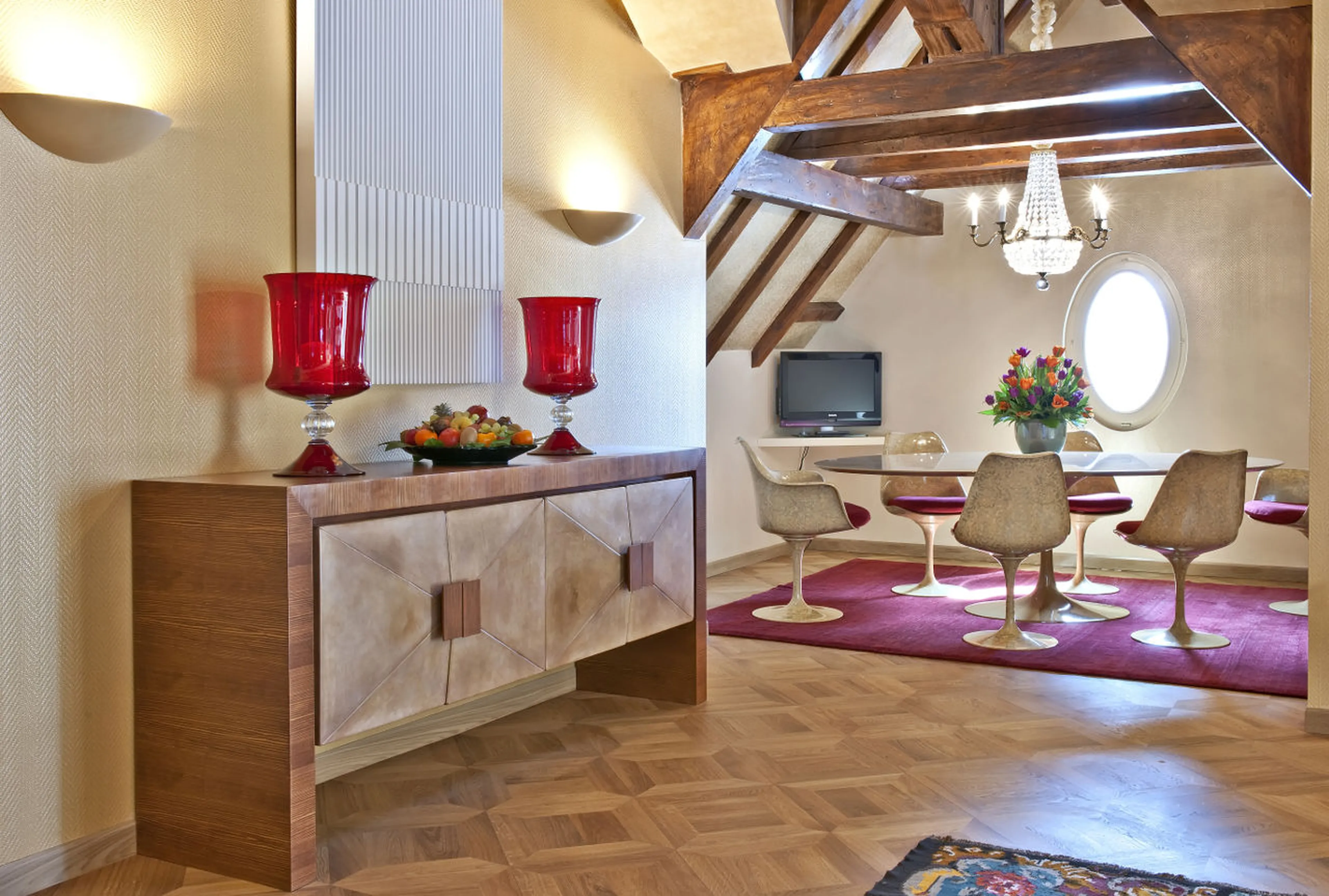 Dining area in The Penthouse in St Moritz