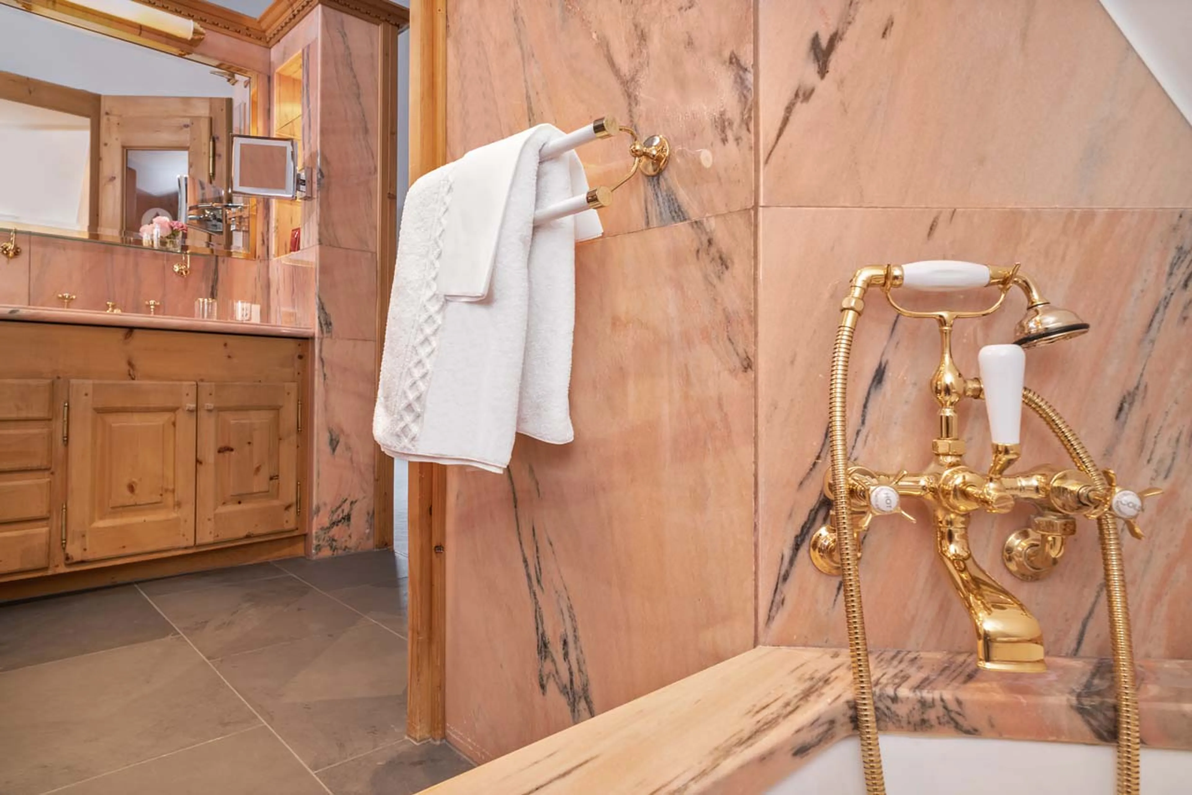 En-suit master bathroom in The Tower Suite in St Moritz