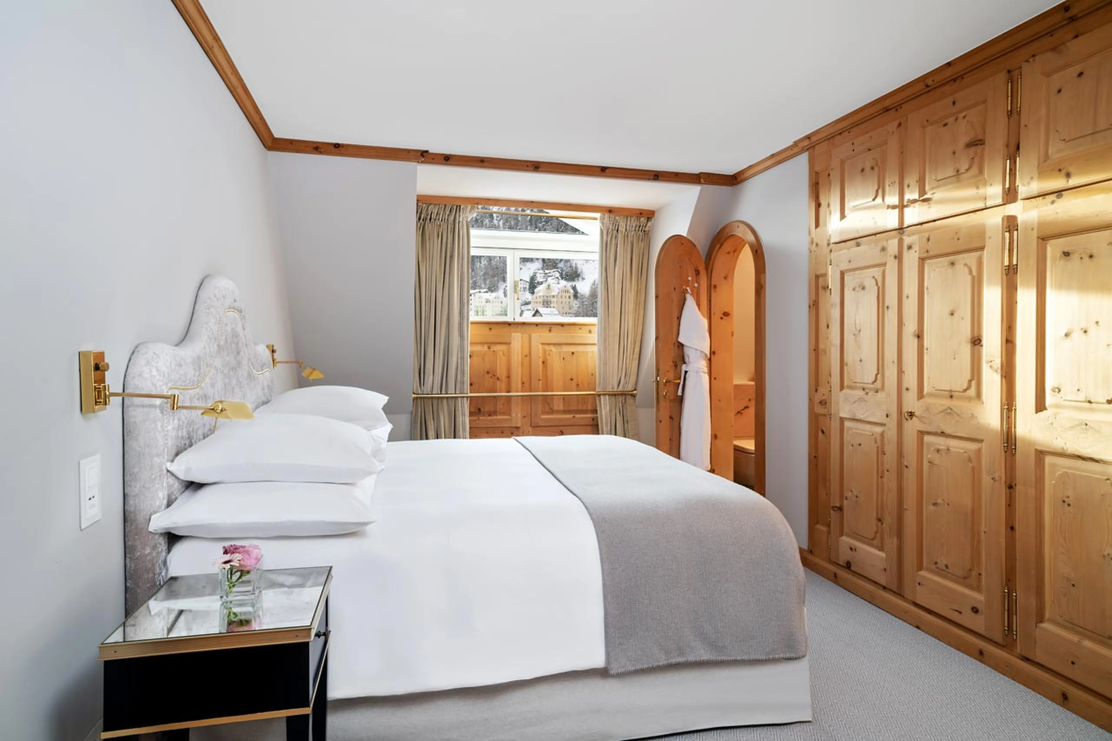 Bedroom three in The Tower Suite in St Moritz