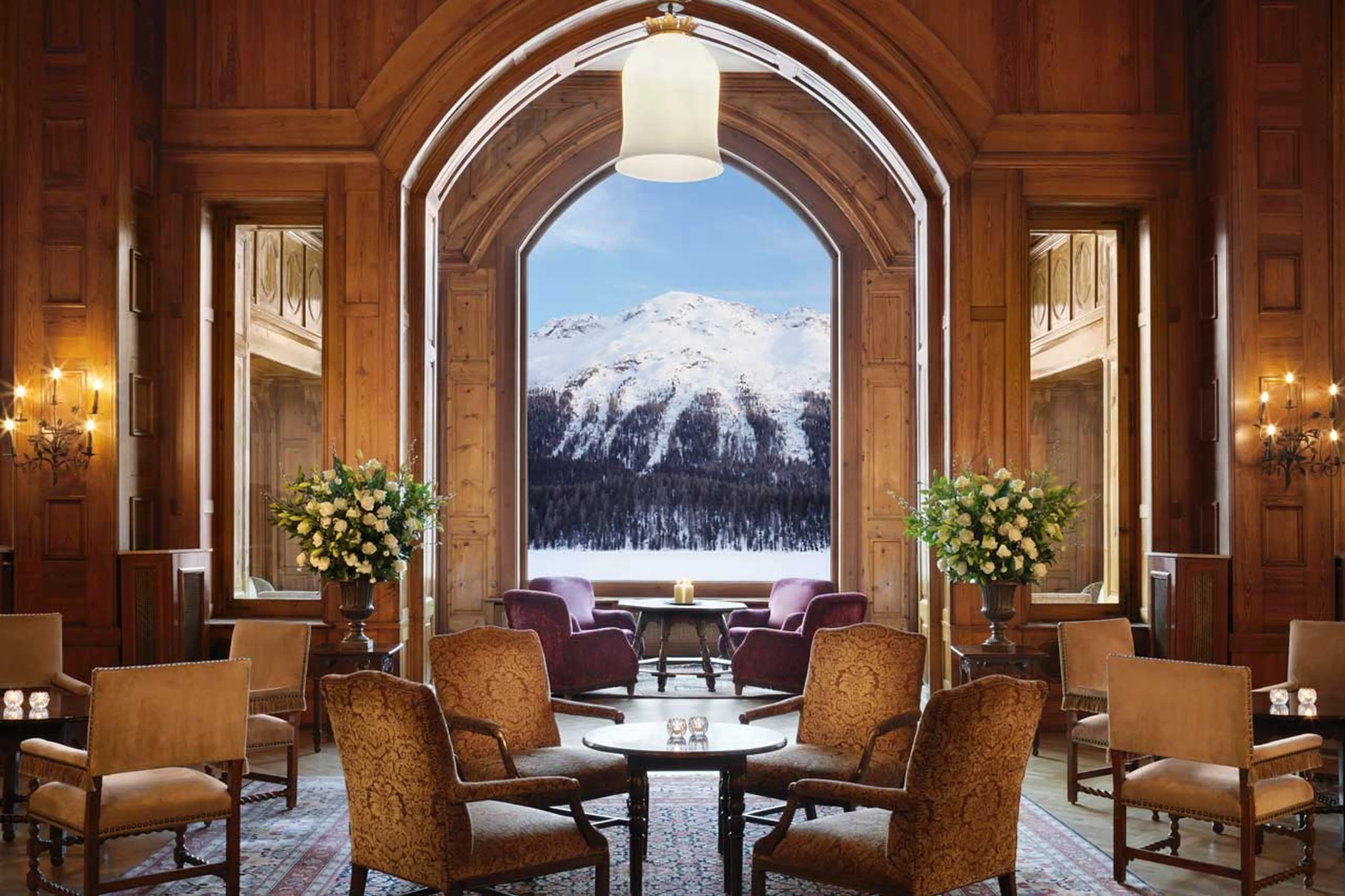 Le Grand Hall in Budsrutt's Palace in St Moritz