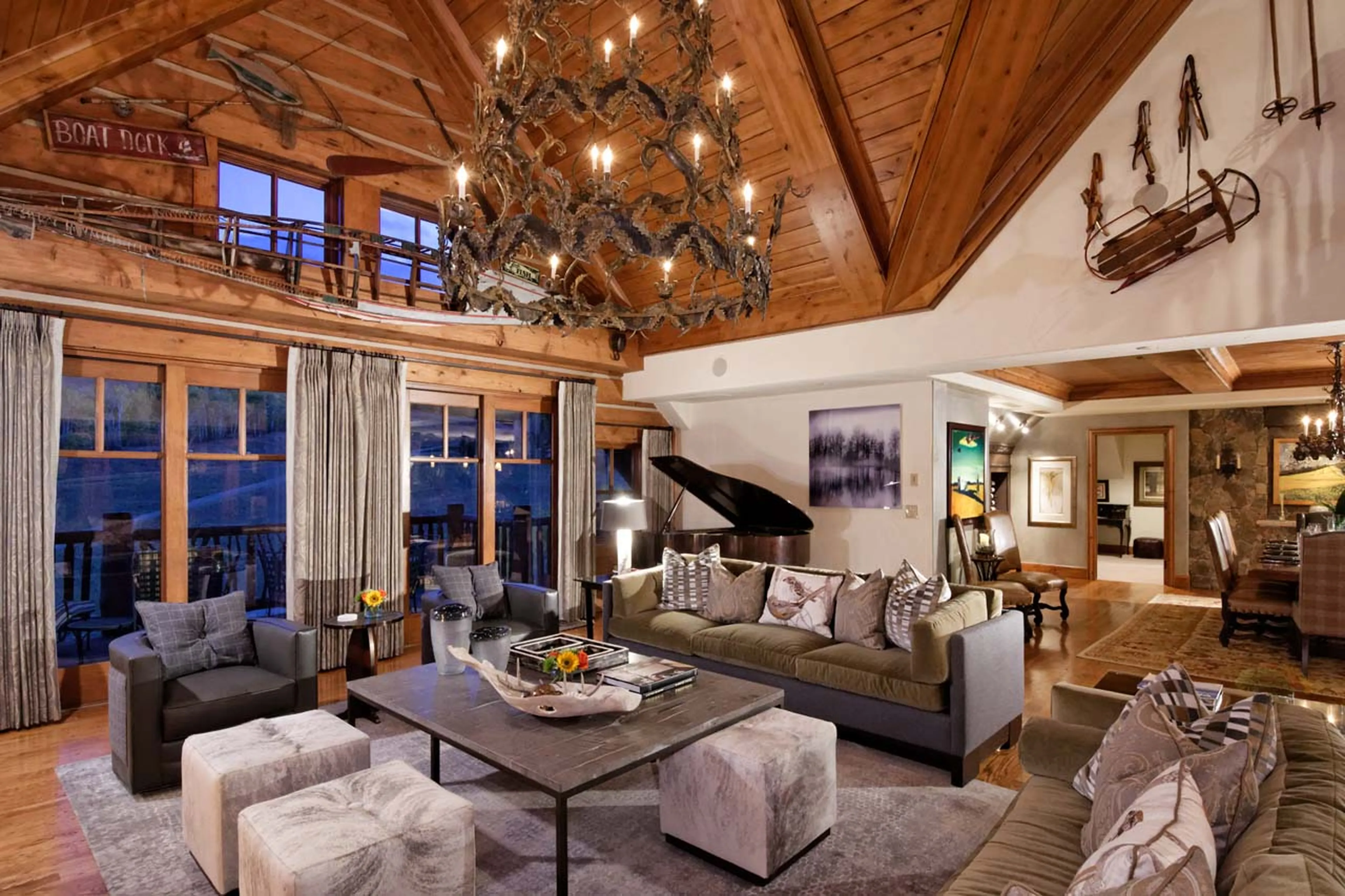 Spacious living room with Steinway baby grand piano