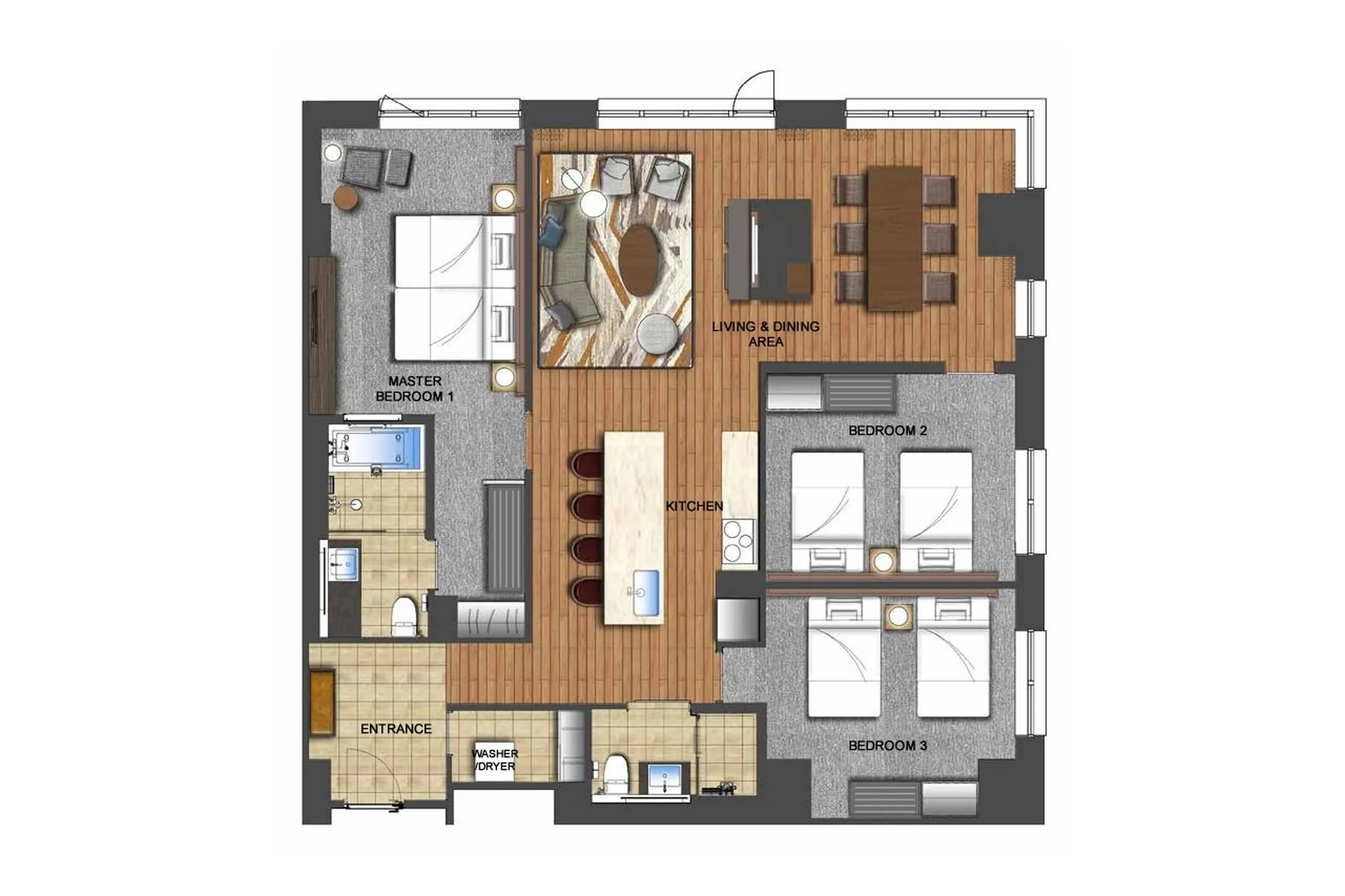 Floor plan for Three-bedroom Superior Apartment in Kiroro