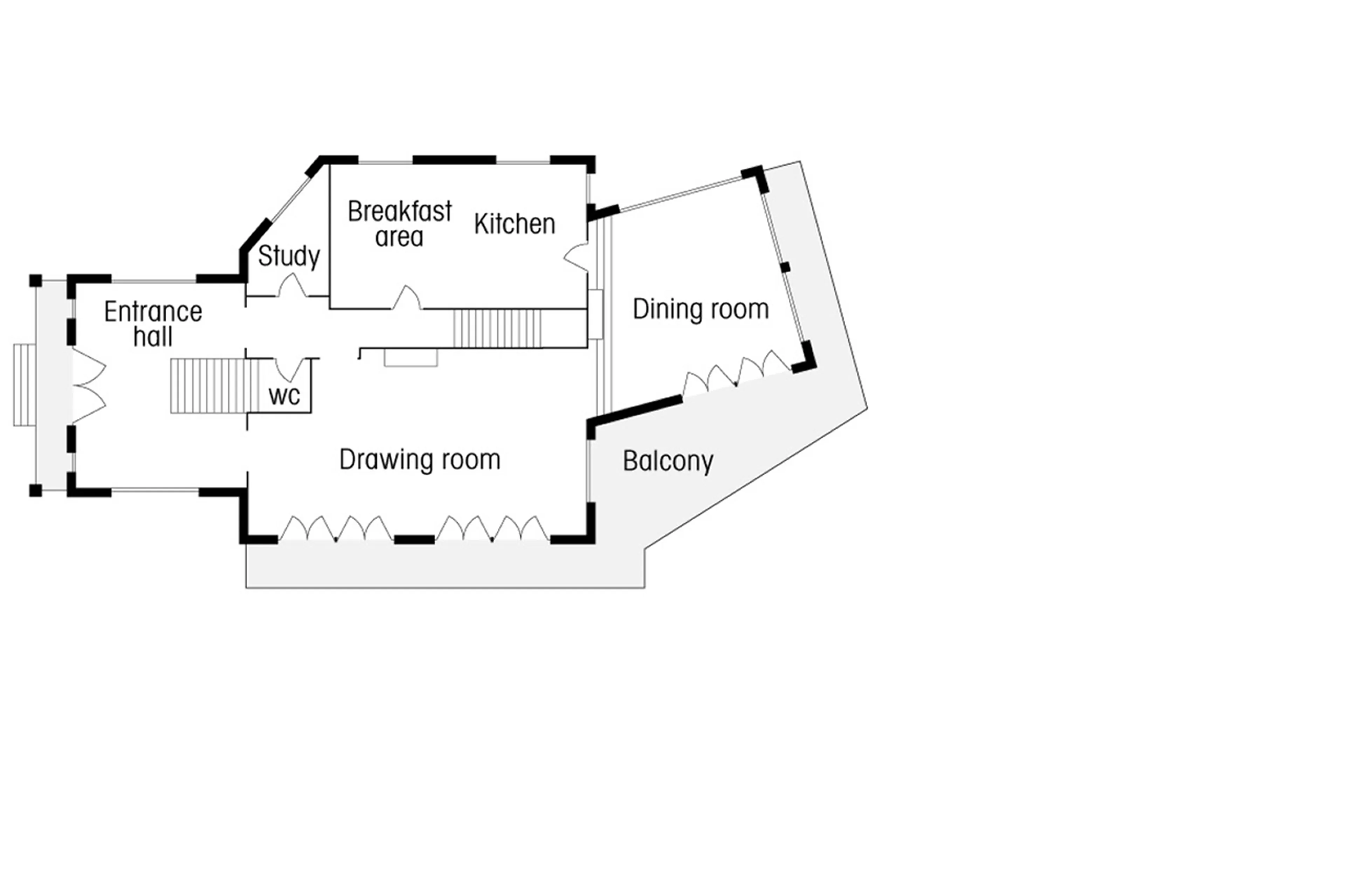 Level one floor plan of  Tivoli Lodge in Davos
