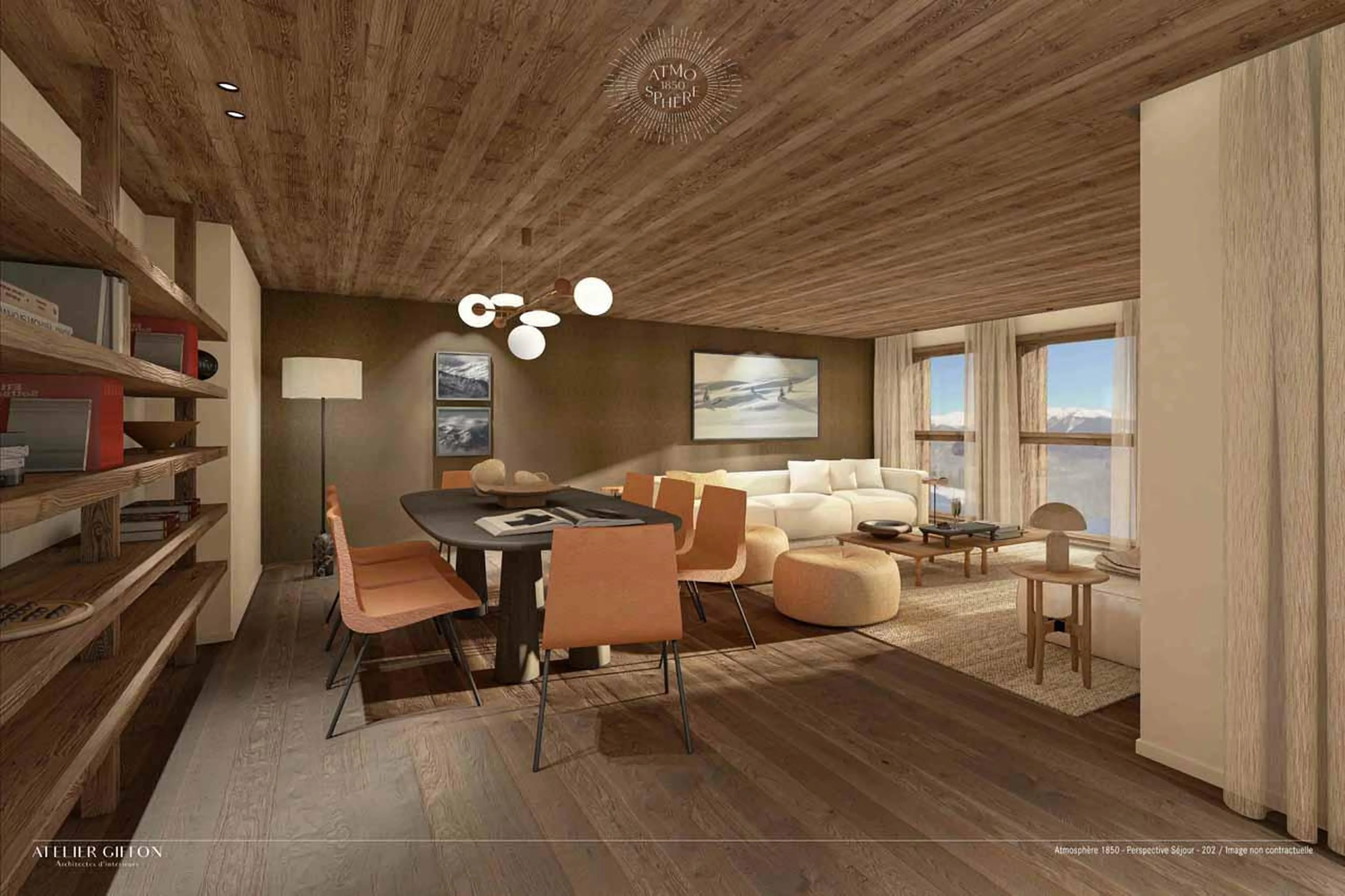 Dining area with table and chairs in Atmosphere Apartment 102, Courchevel 1850