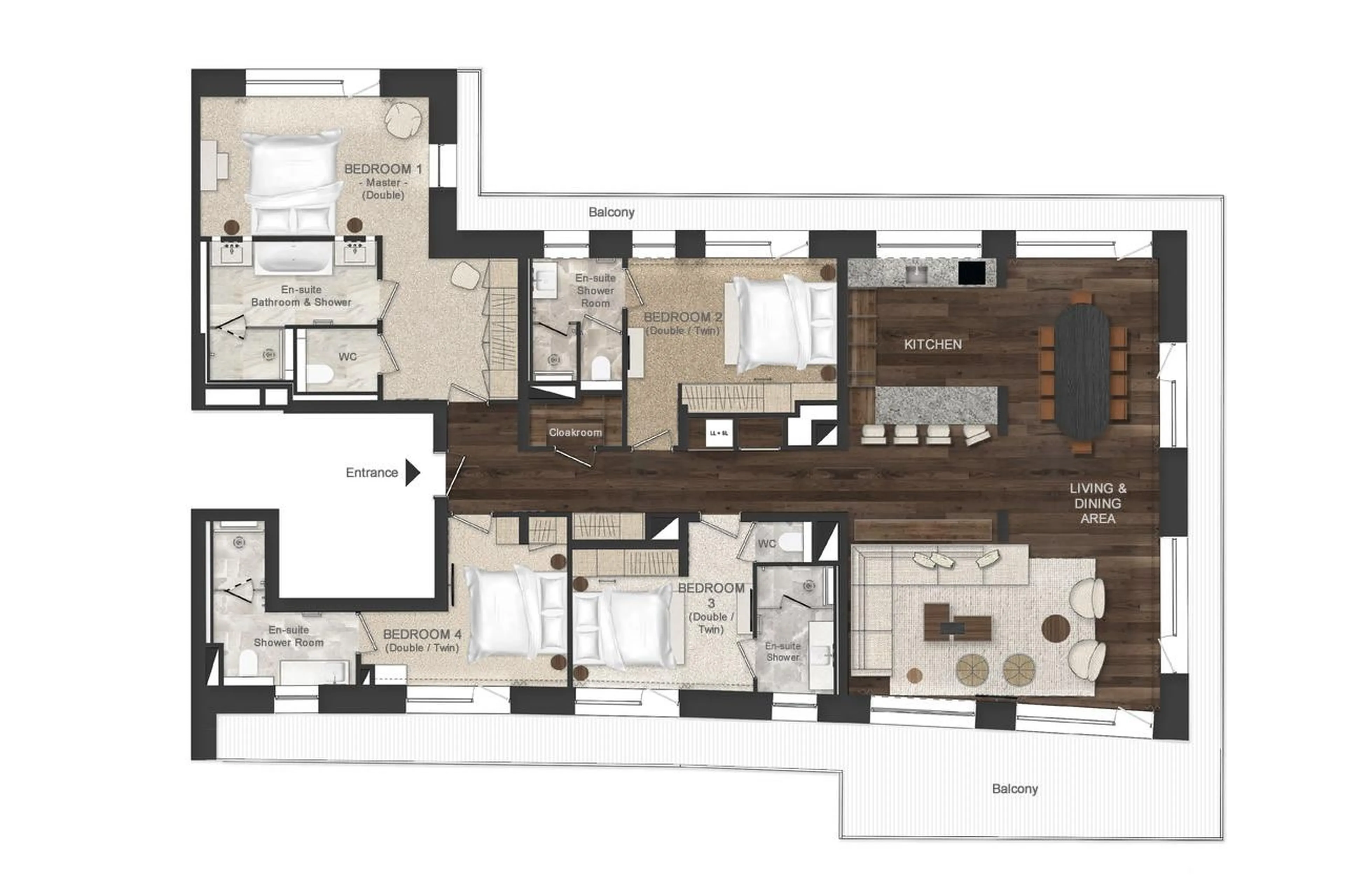 Floor plan of Atmosphere Apartment 902 in Courchevel 1850