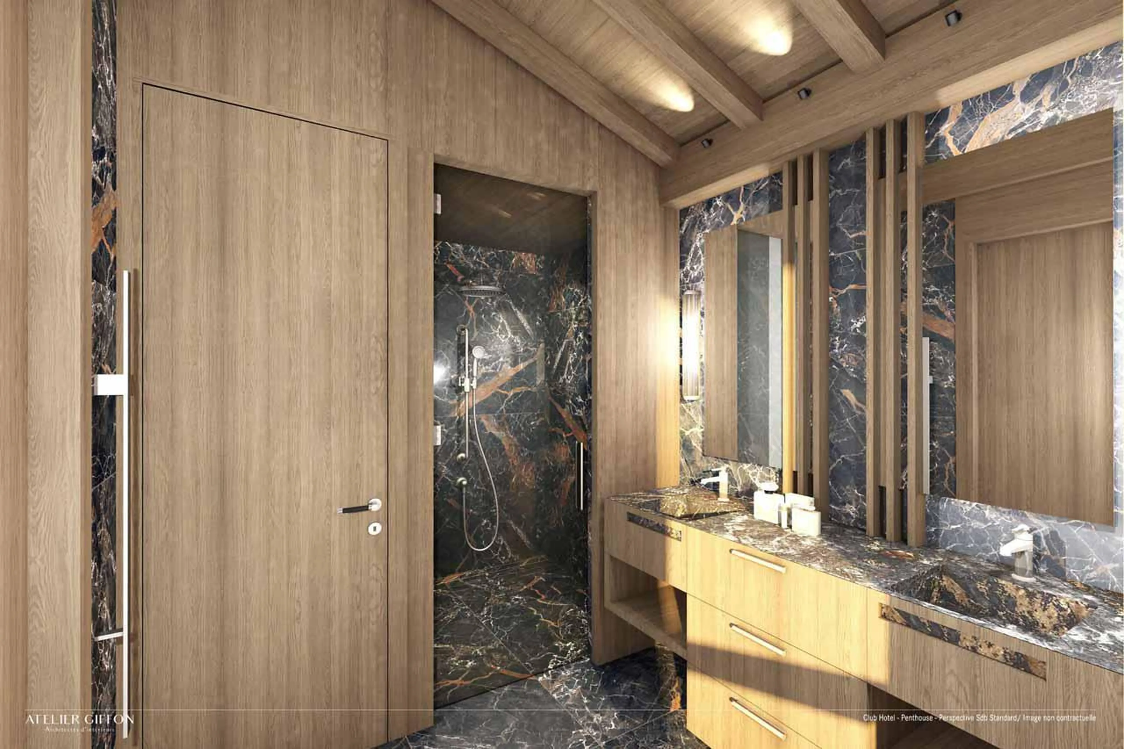En-suite shower room in Atmosphere Penthouse, Courchevel 1850