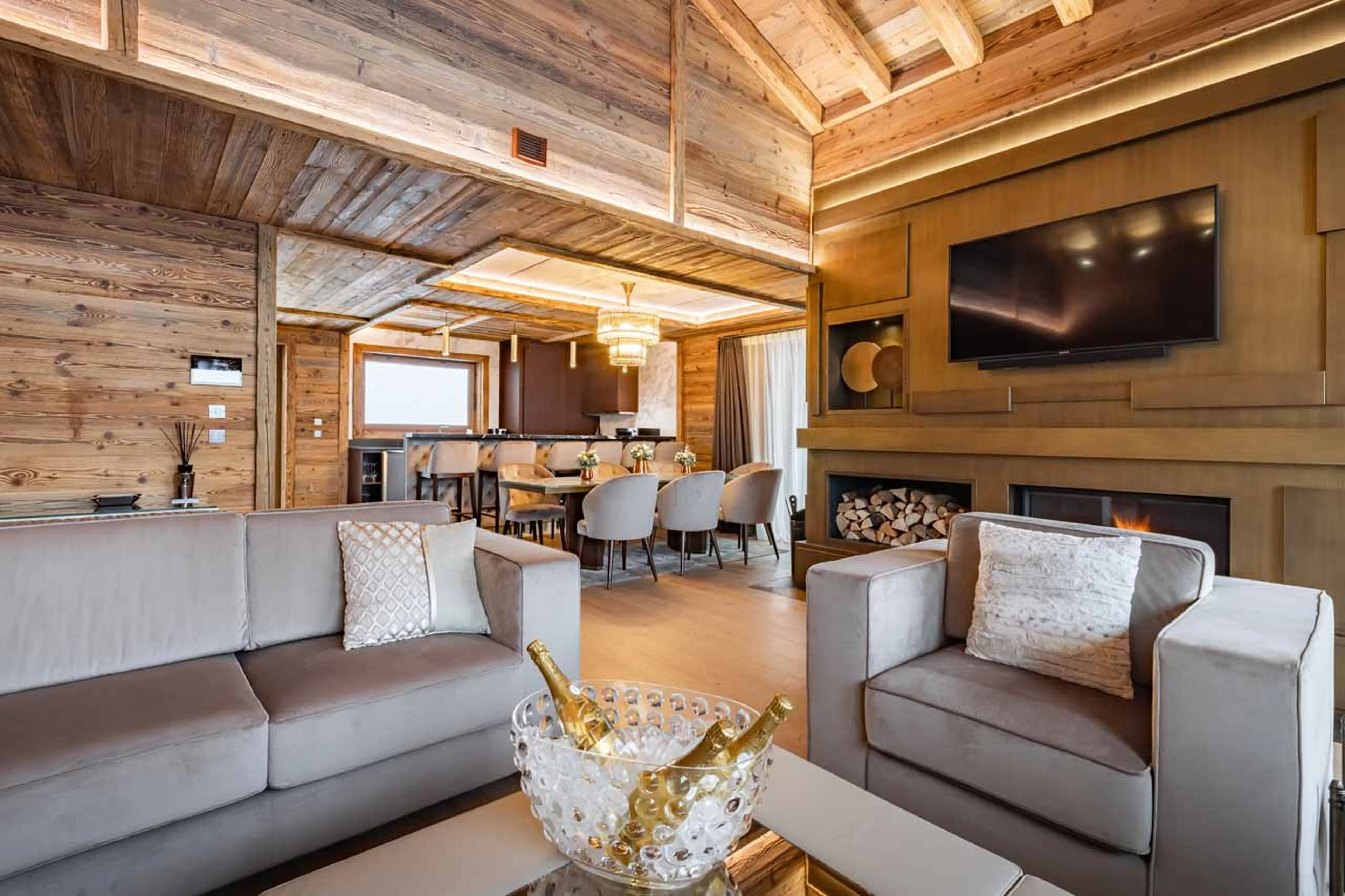 Open plan living area at Ultima Courchevel Belvedere in Courchevel 1650