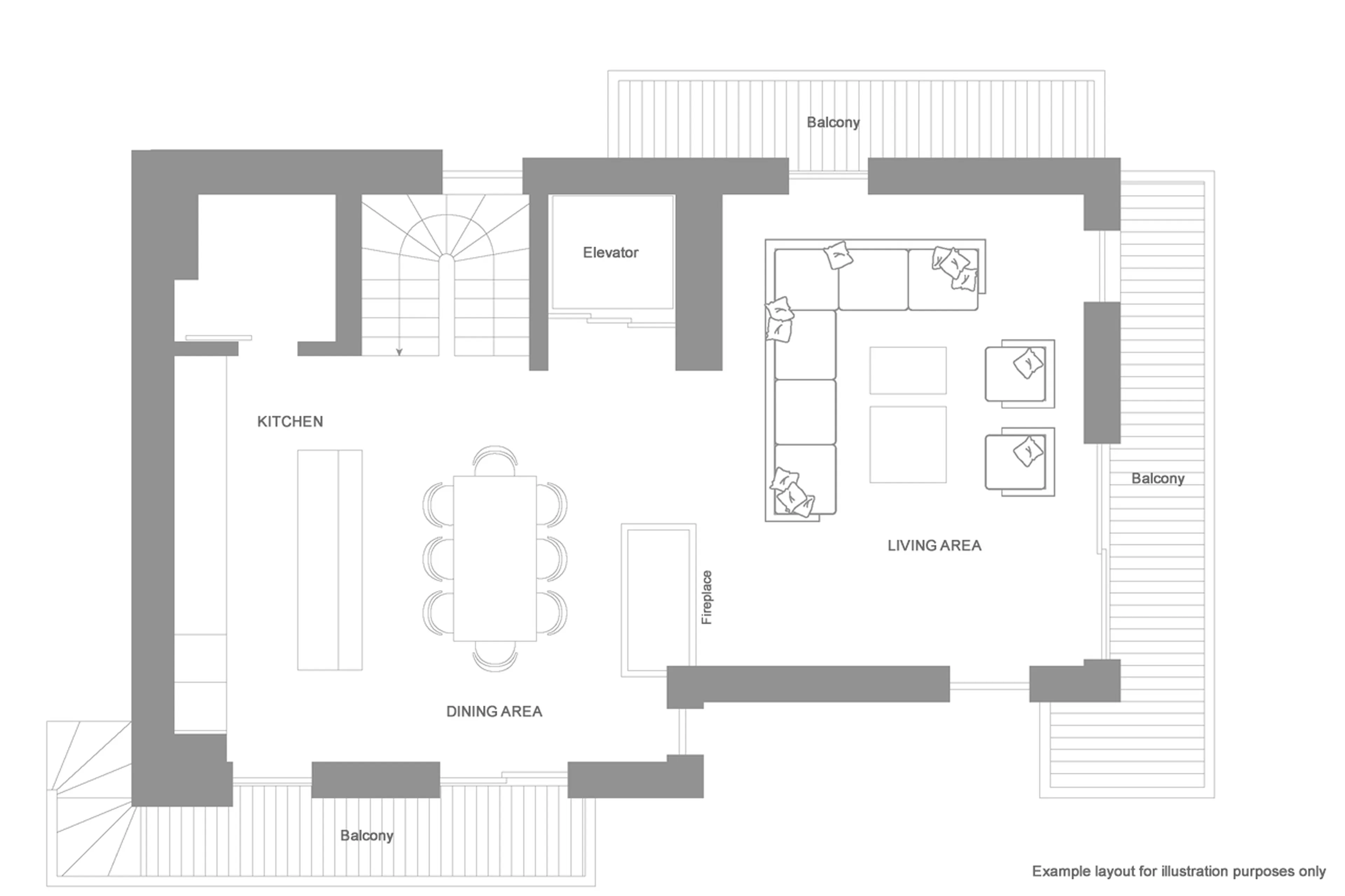 Level 1 floor plan example of Ultima Courchevel Grand Five-Bedroom Residence