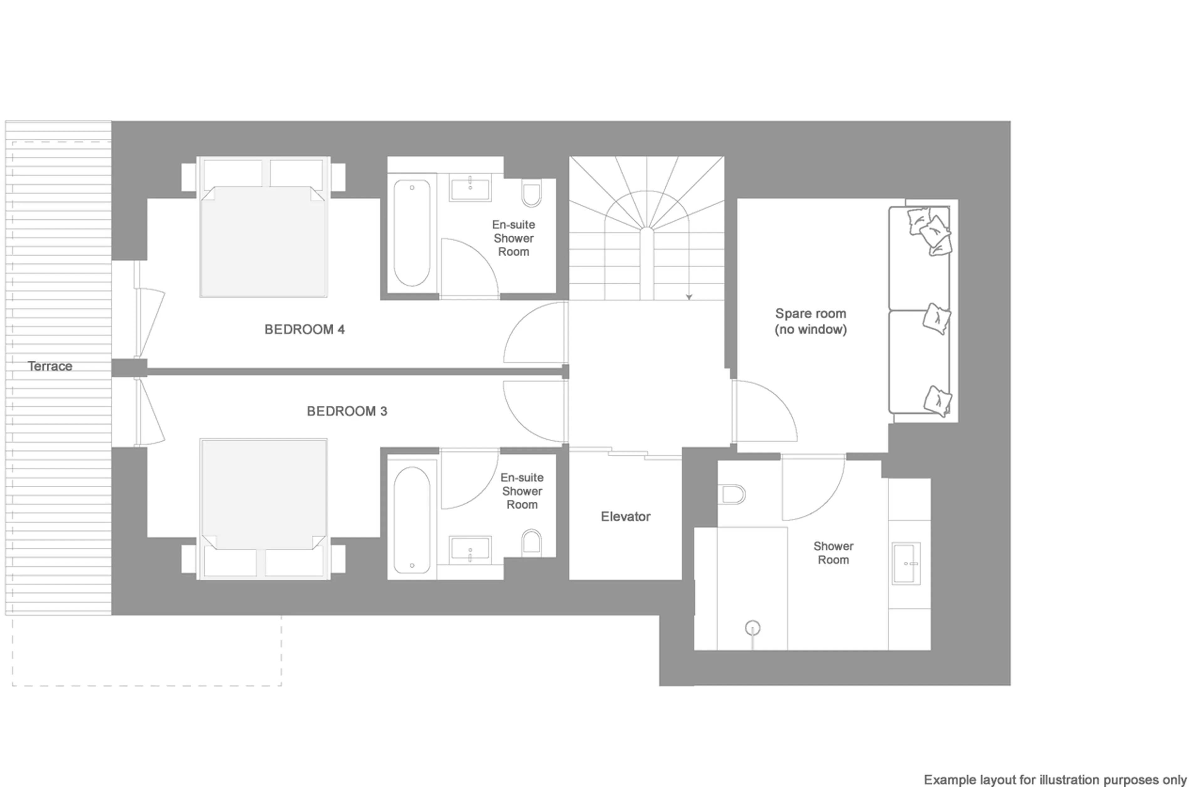 Level 1 floor plan for Ultima Courchevel Prestige Four-Bedroom Residences