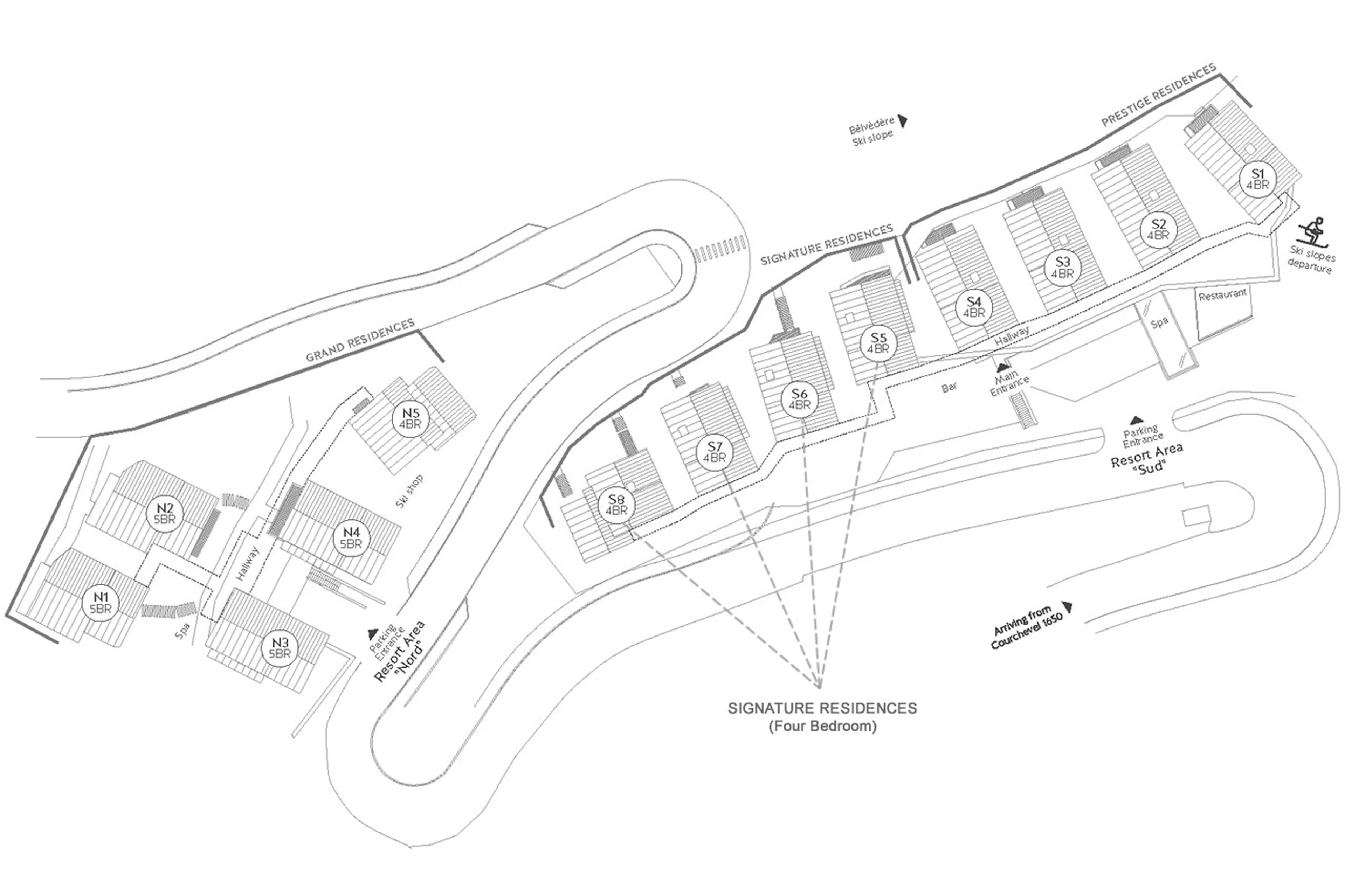 Resort plan for Ultima Courchevel Signature Four-Bedroom Residences