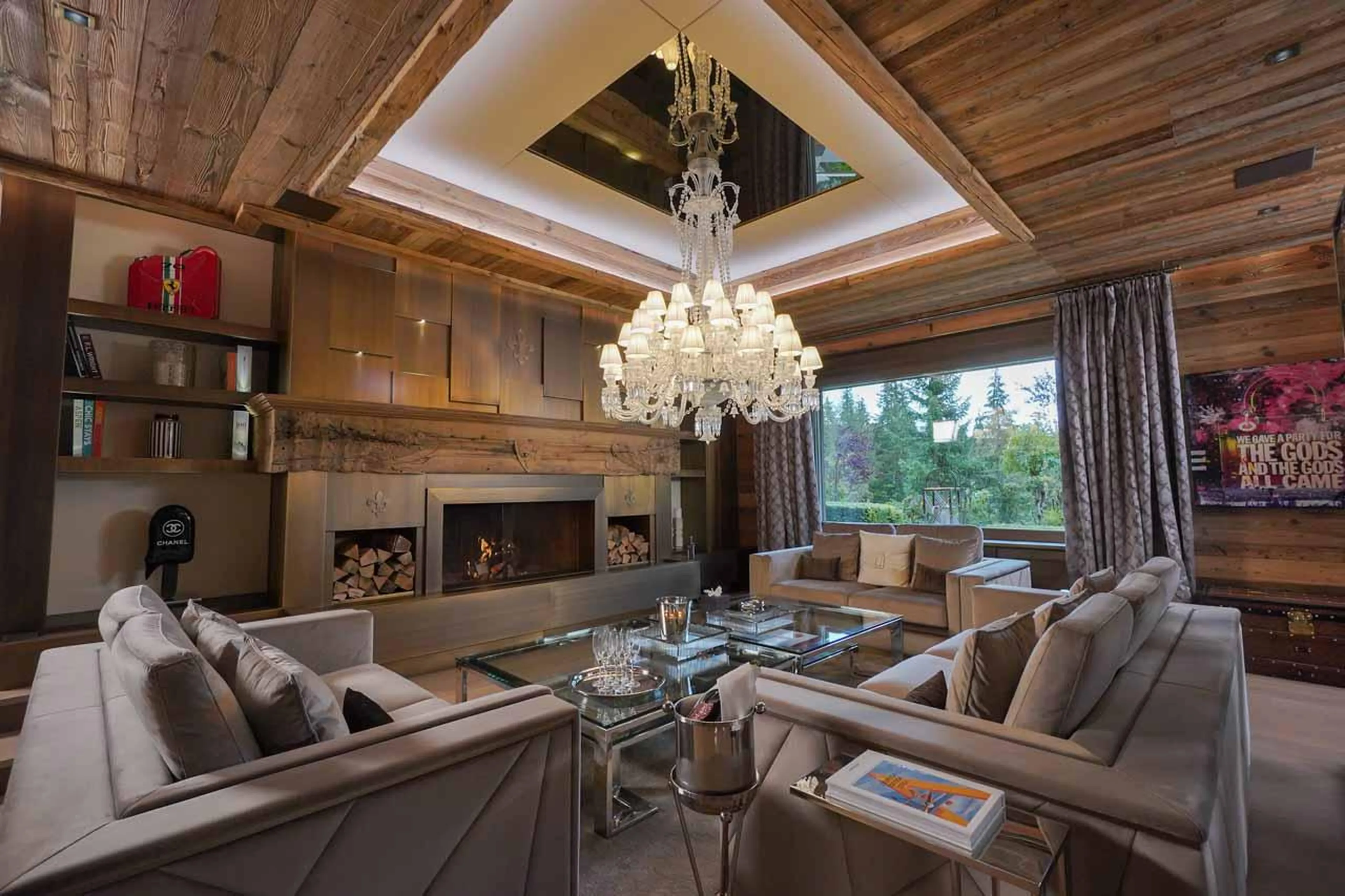 Fireplace in living area at  Ultima Crans Montana 1