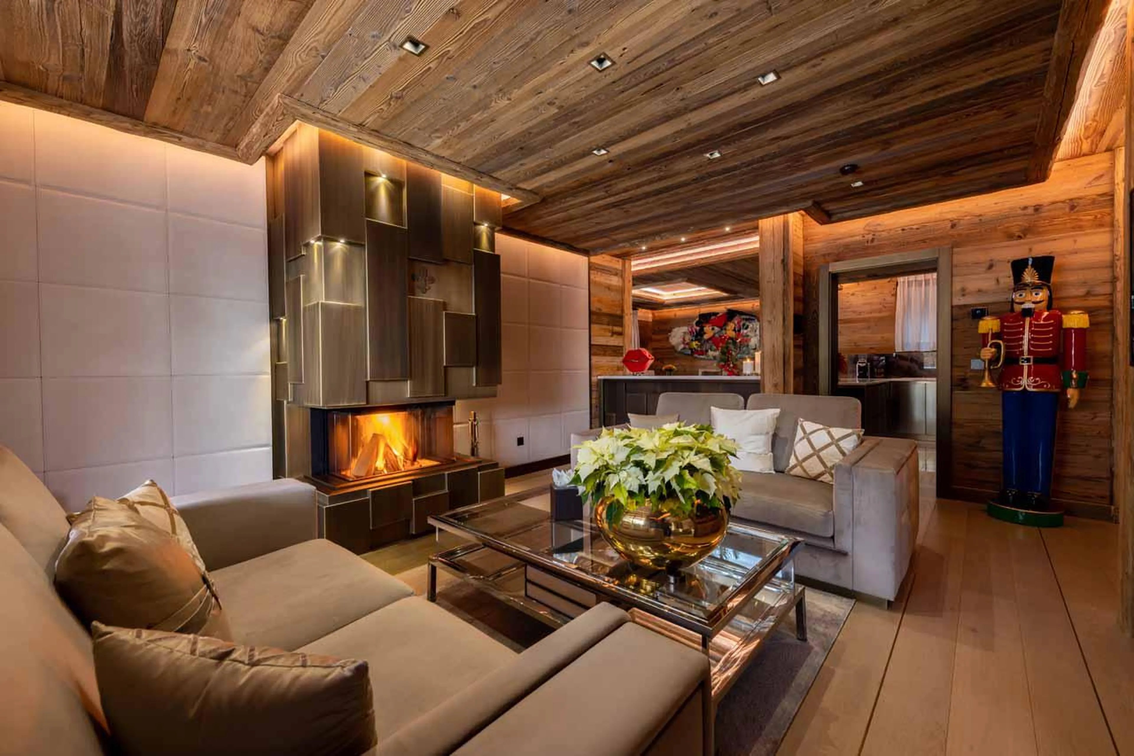 Fireplace in living room of Ultima Crans Montana 2