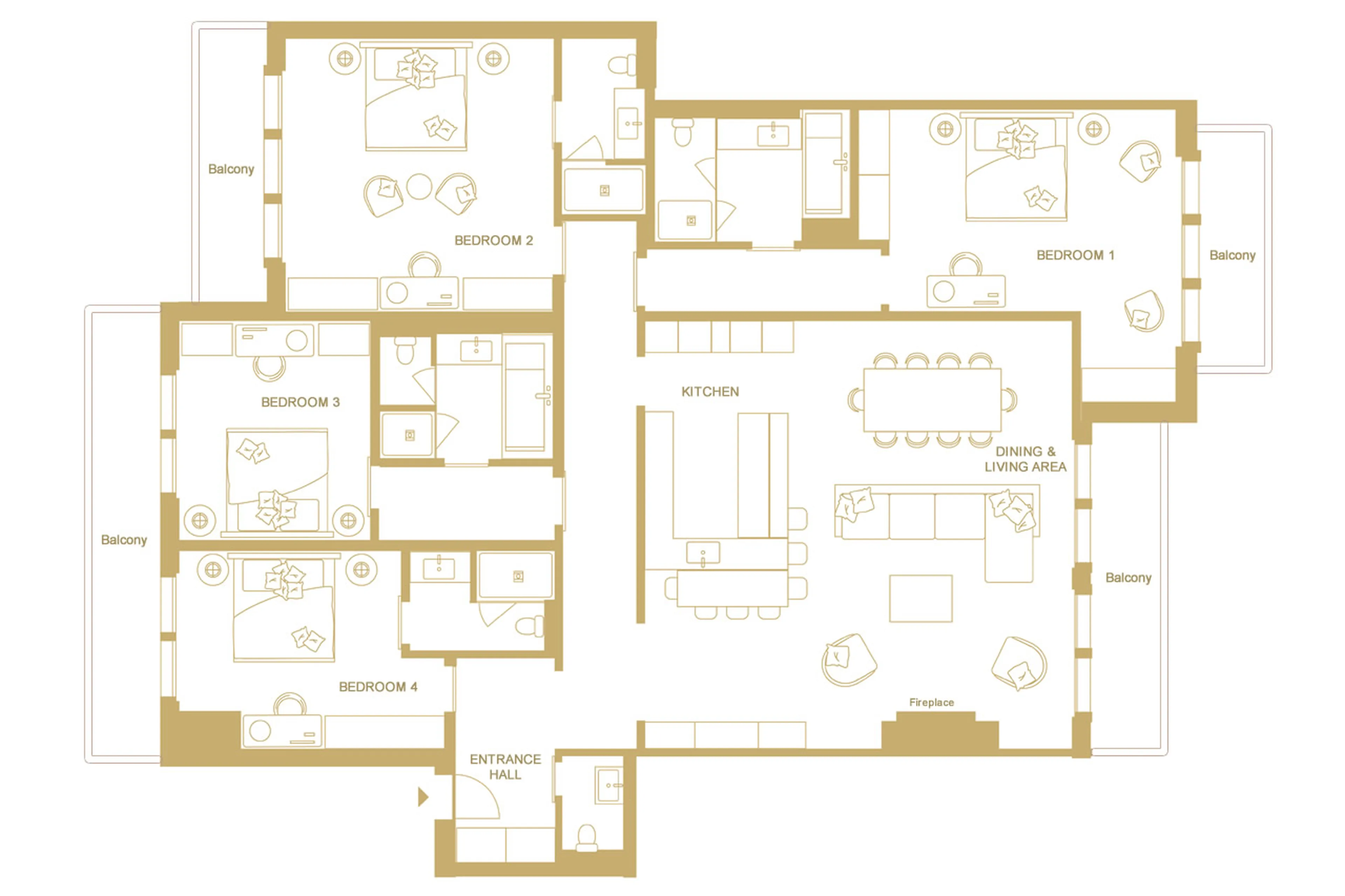 Floor plan of Ultima Four Bedroom Residence in Gstaad