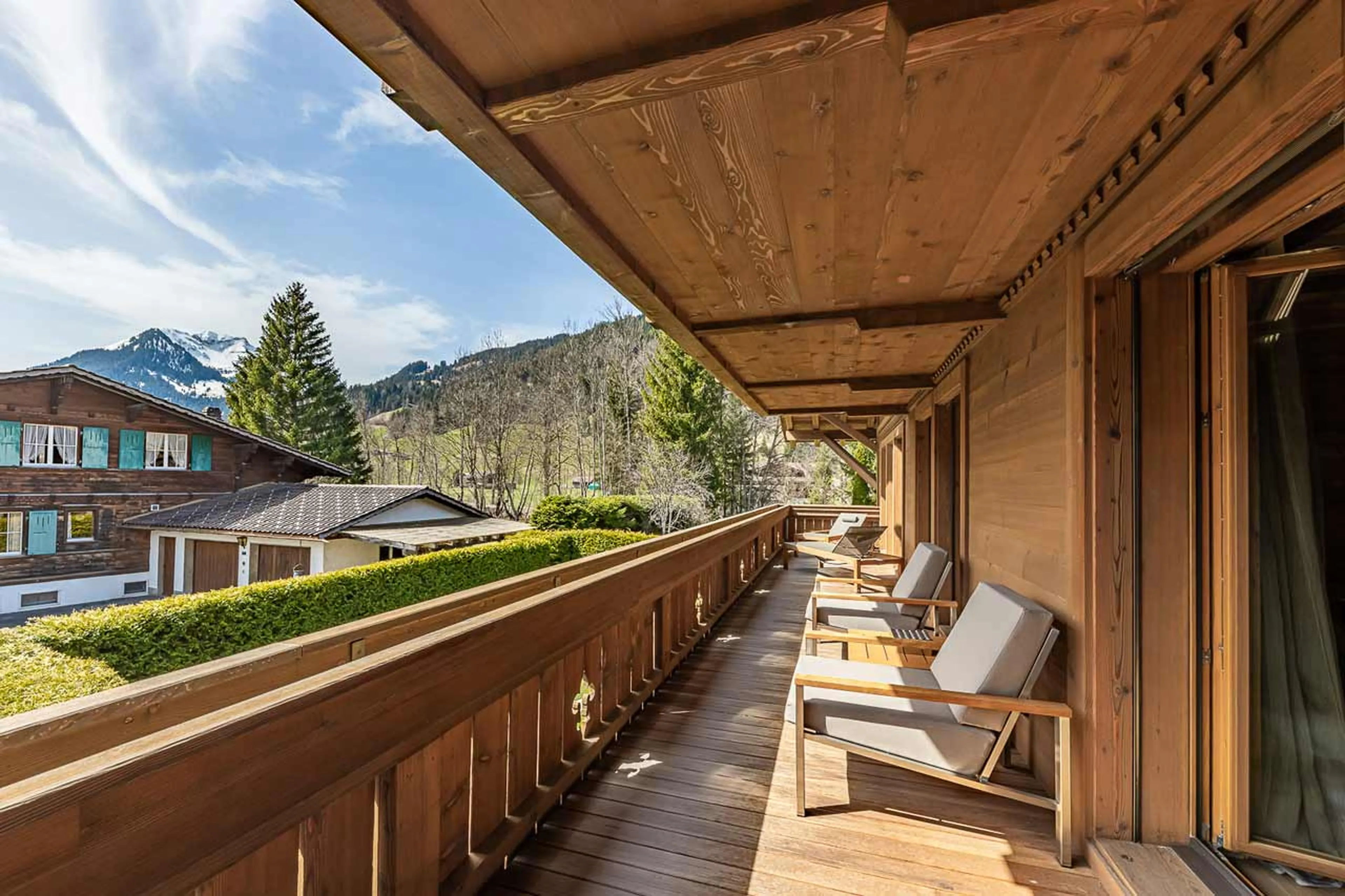 View from balcony of Ultima Gstaad 3BR Residence in Gstaad