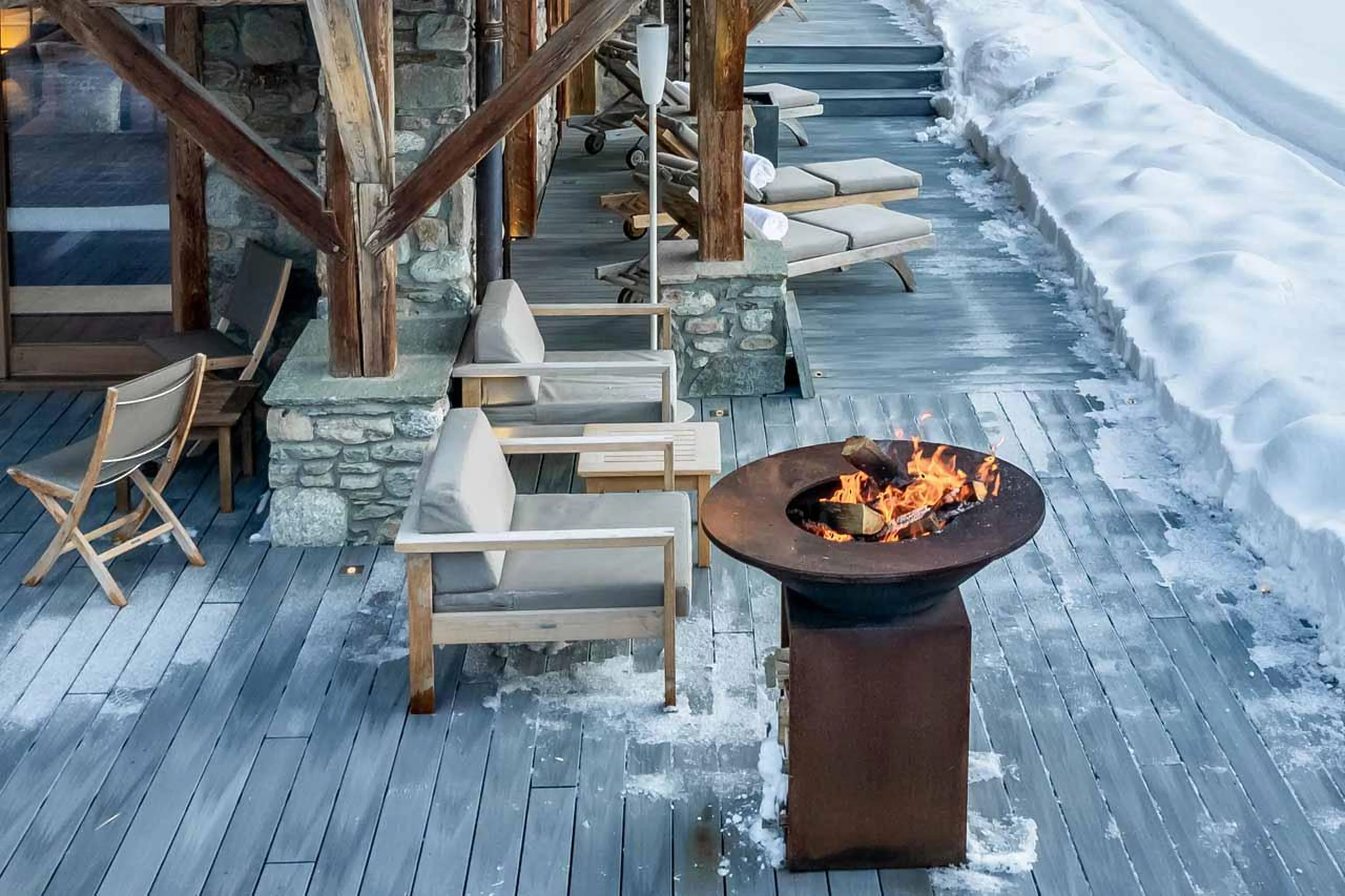 Outdoor firepit at Ultima Megeve