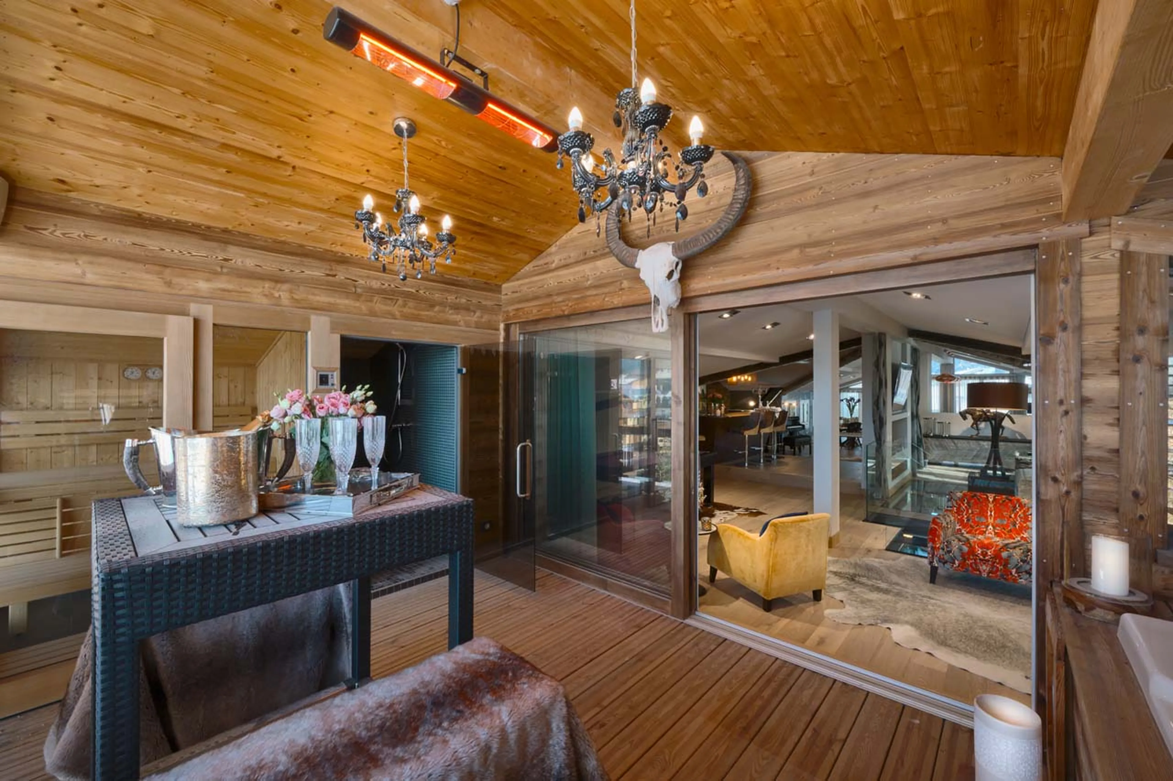 Covered terrace at Apartment Urbane Corniche in Les Gets