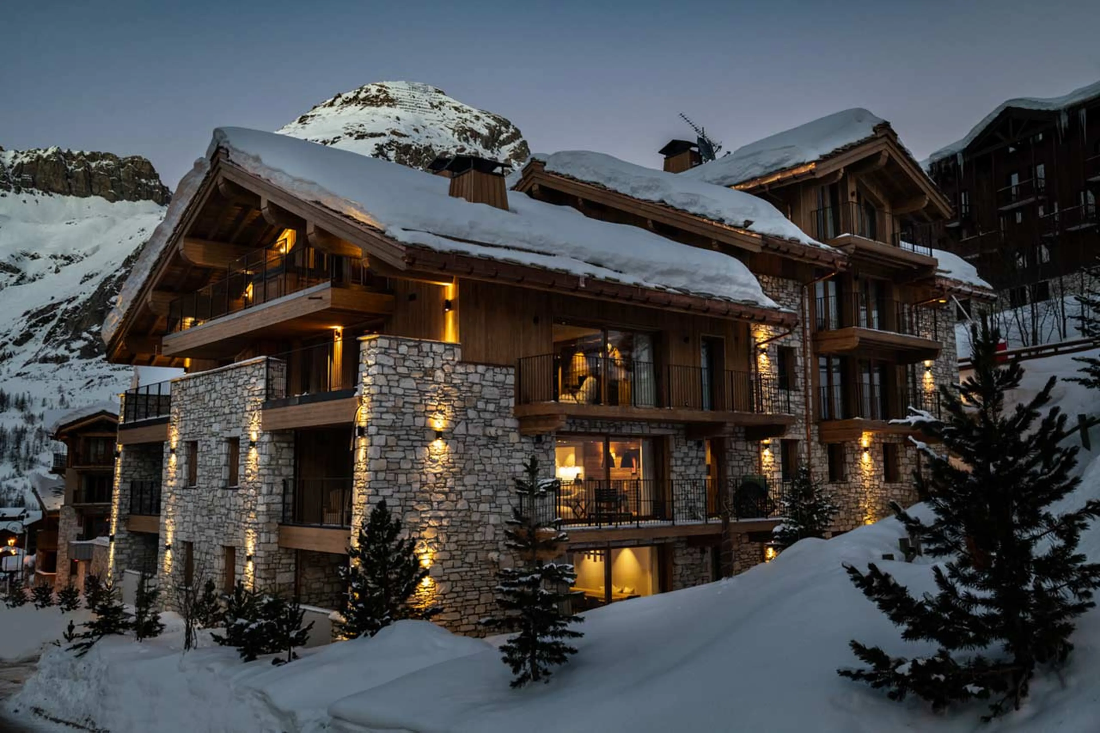 Vail Lodge in evening in Val d'Isere