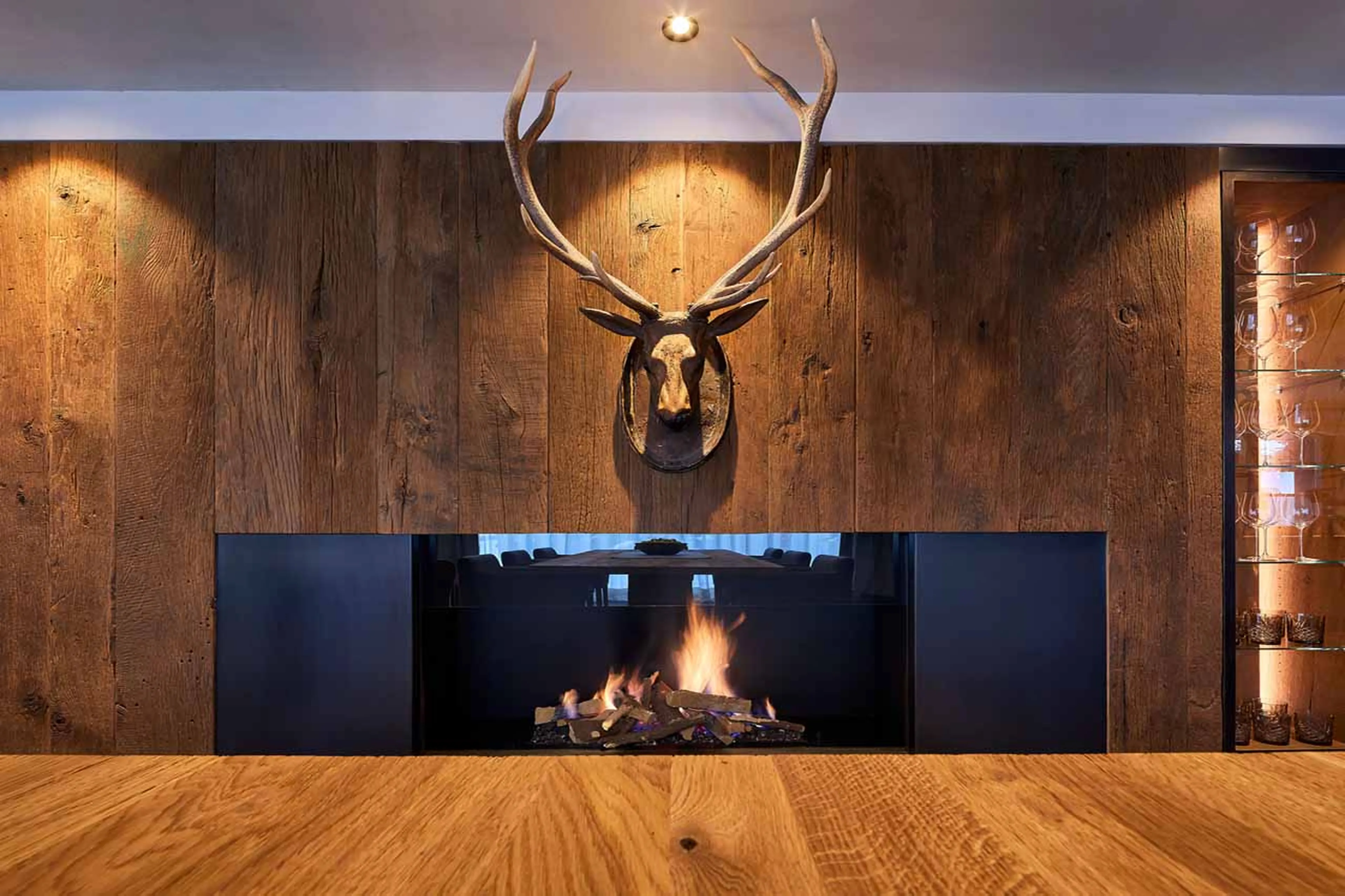 Fireplace at Villa al Sole 204 in Alta Badia