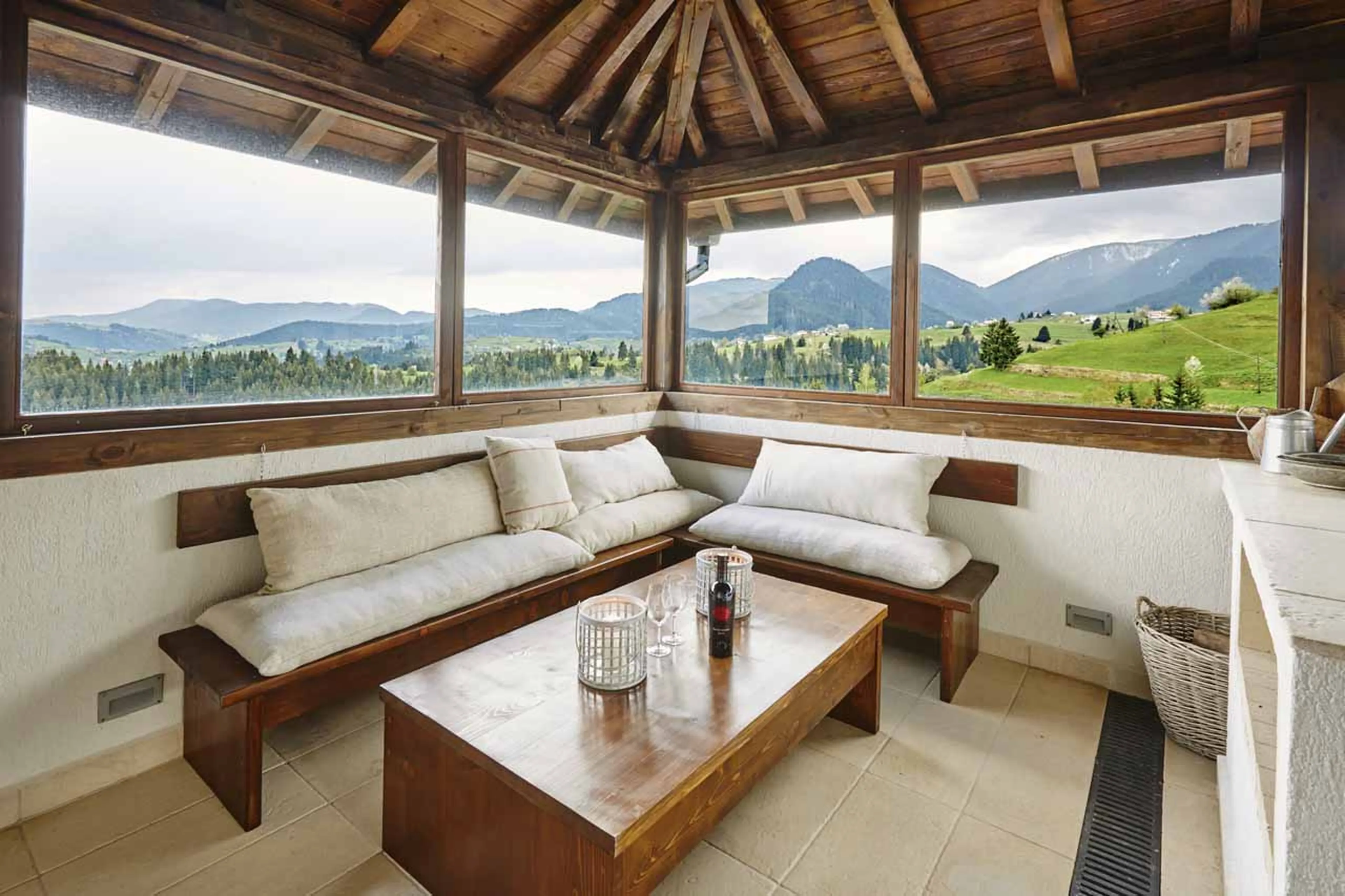 Covered terrace at Villa Gella in the Rhodope Mountains