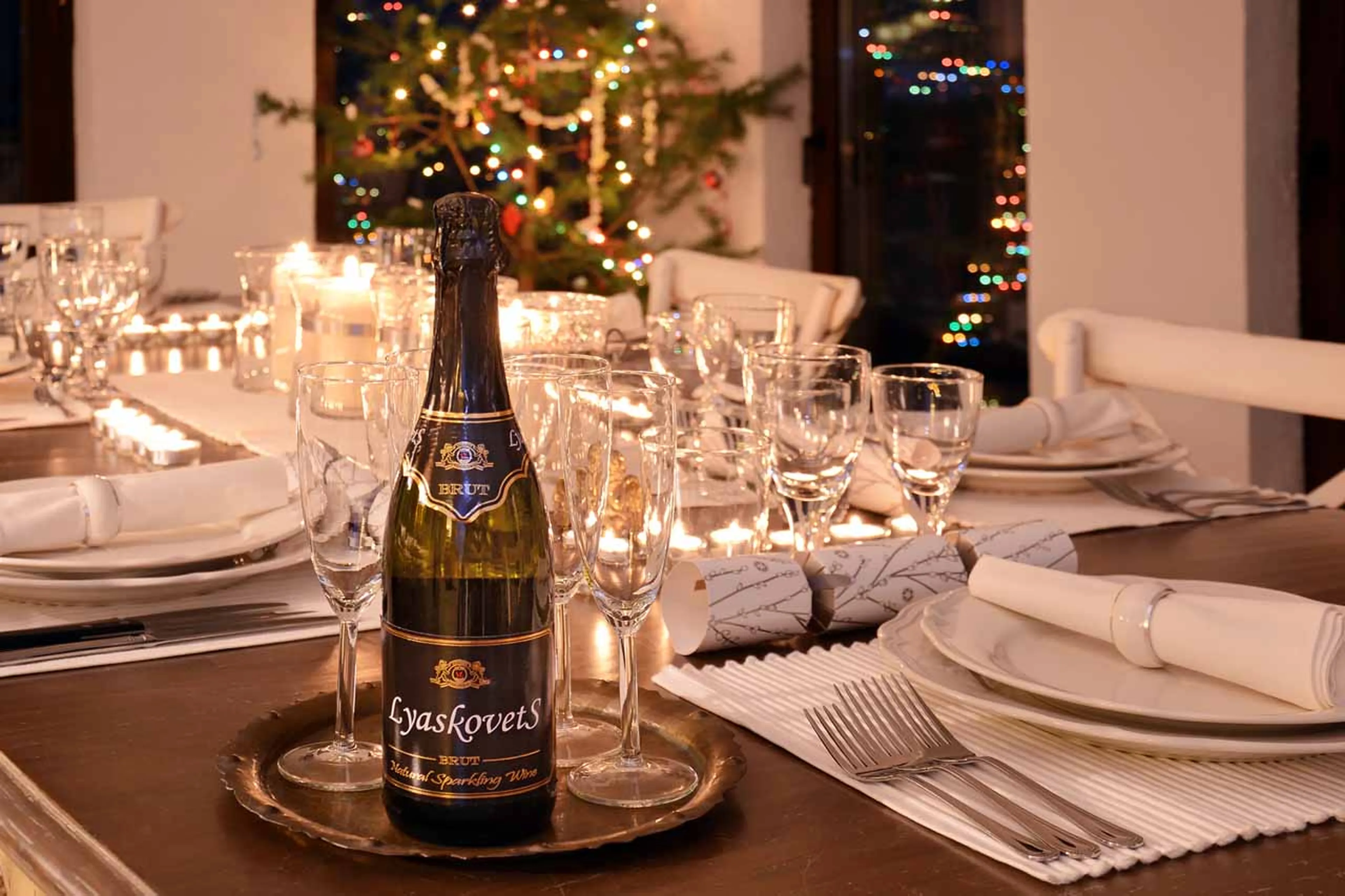 Dining in winter at Villa Gella in the Rhodope Mountains