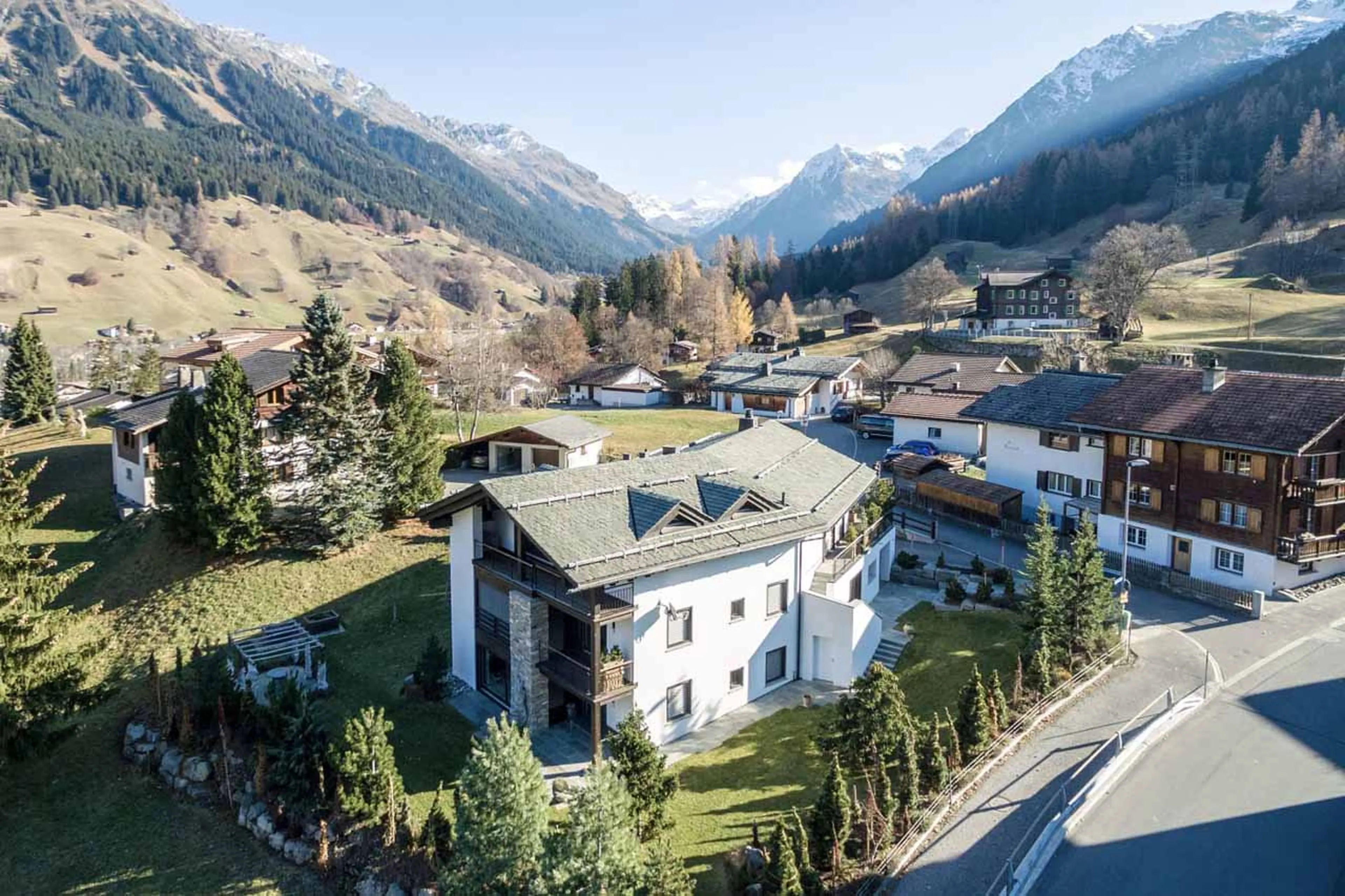 Exterior of Villa Grialetsch in summer in Klosters